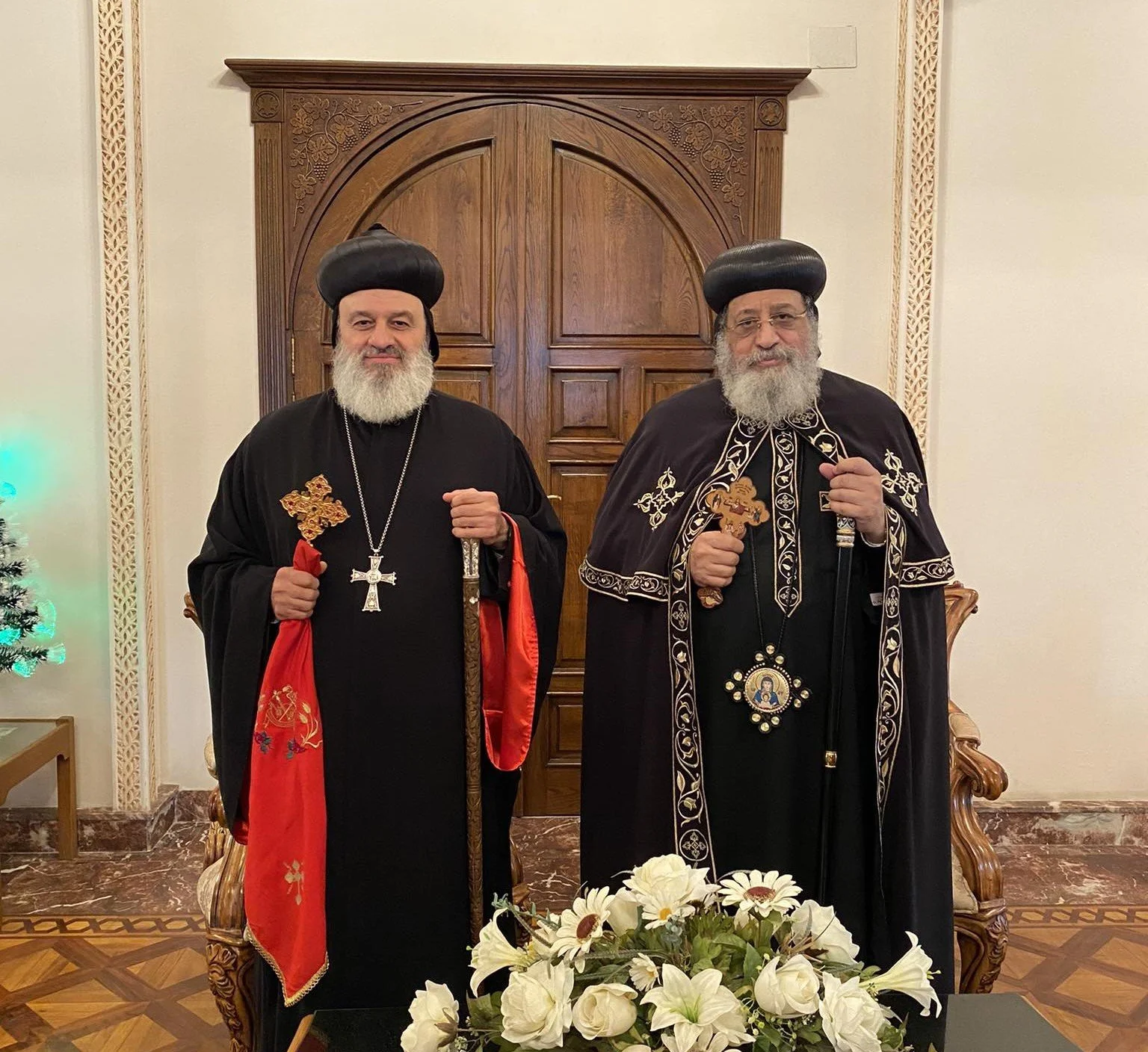 His Holiness Patriarch Mar Ignatius Aphrem II Calls His Holiness Pope Tawadros II Wishing Him Full Recovery