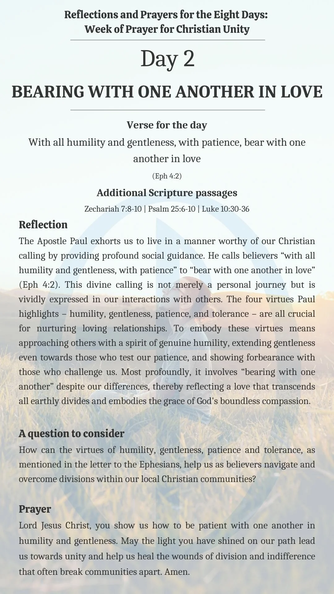 Day Two of the Week of Prayer for Christian Unity 2026