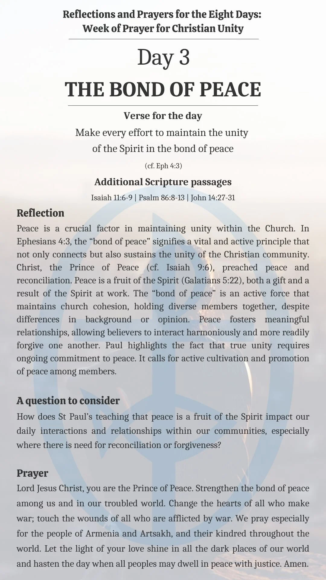 Day Three of the Week of Prayer for Christian Unity 2026