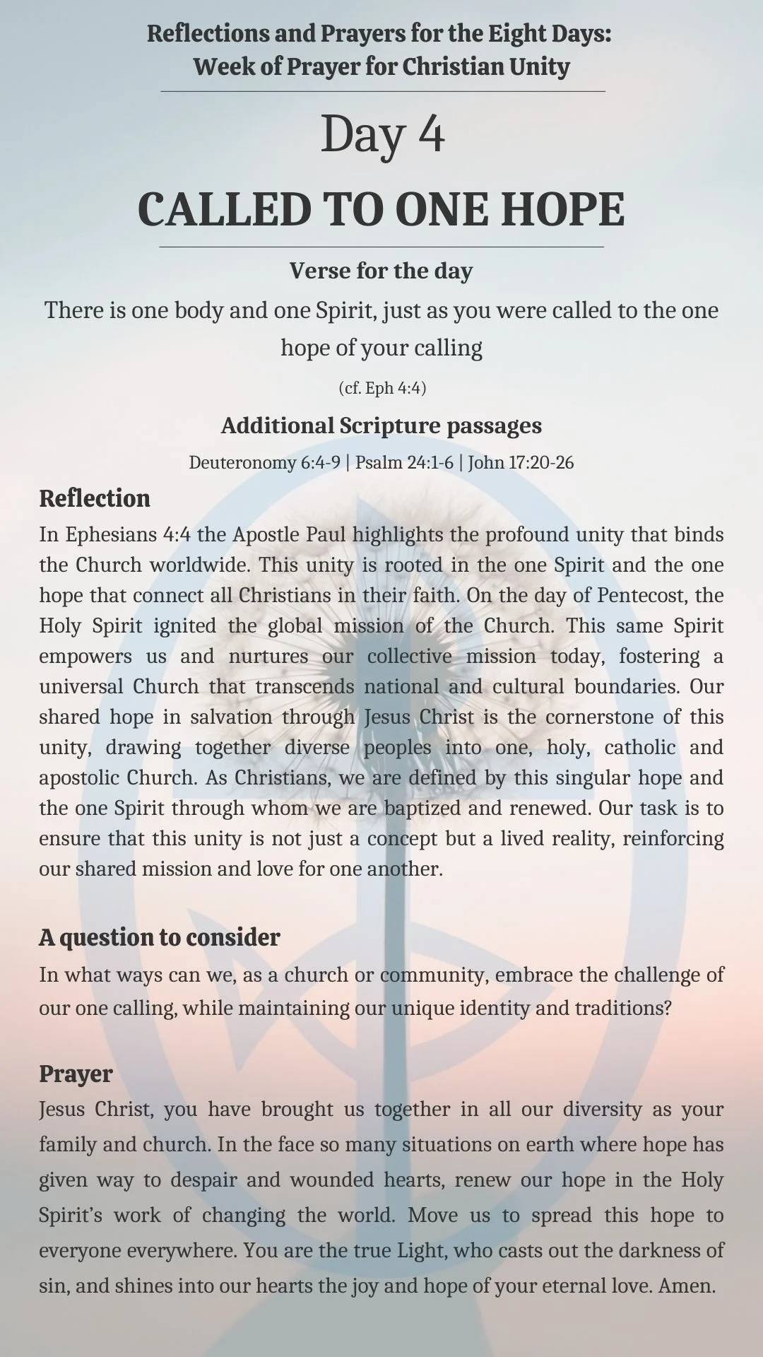 Day Four of the Week of Prayer for Christian Unity 2026