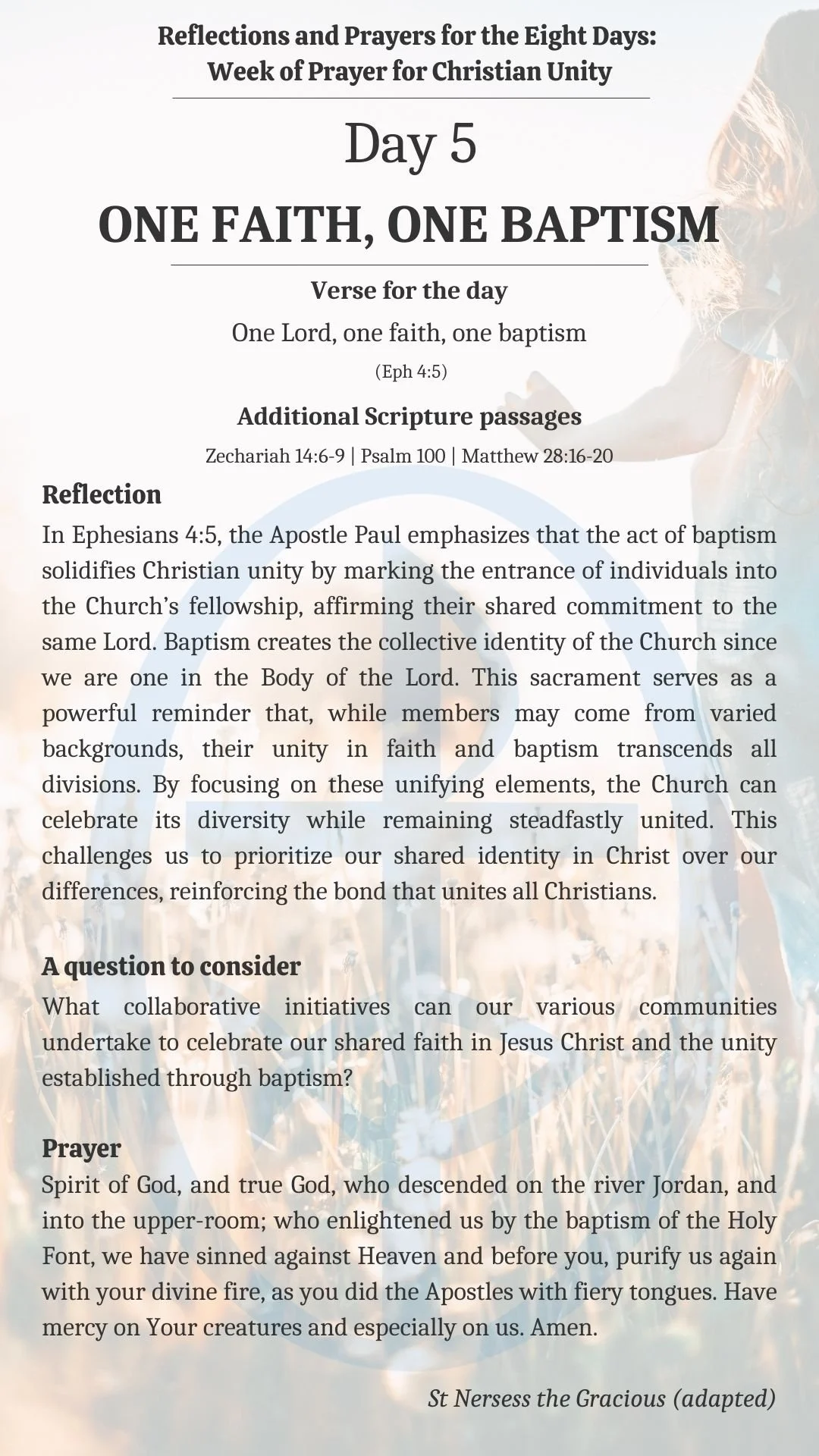 Day Five of the Week of Prayer for Christian Unity 2026