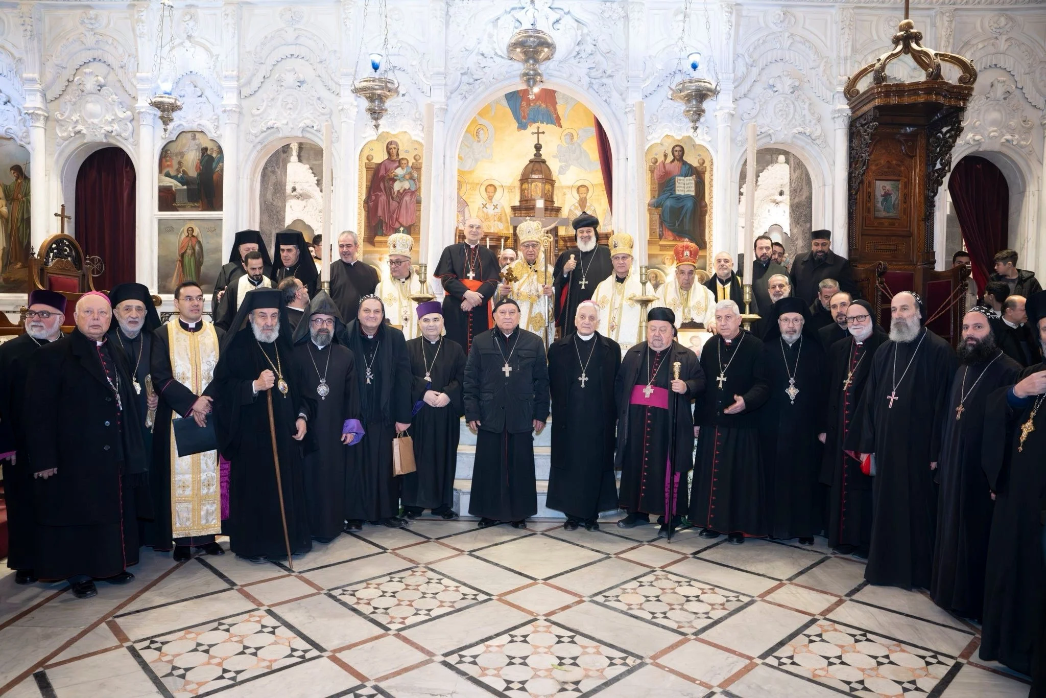 His Holiness Patriarch Mor Ignatius Aphrem II Attends the Holy Liturgy on the Occasion of the End of Mission of the Apostolic Nuncio in Damascus His Excellency Cardinal Mario Zenari