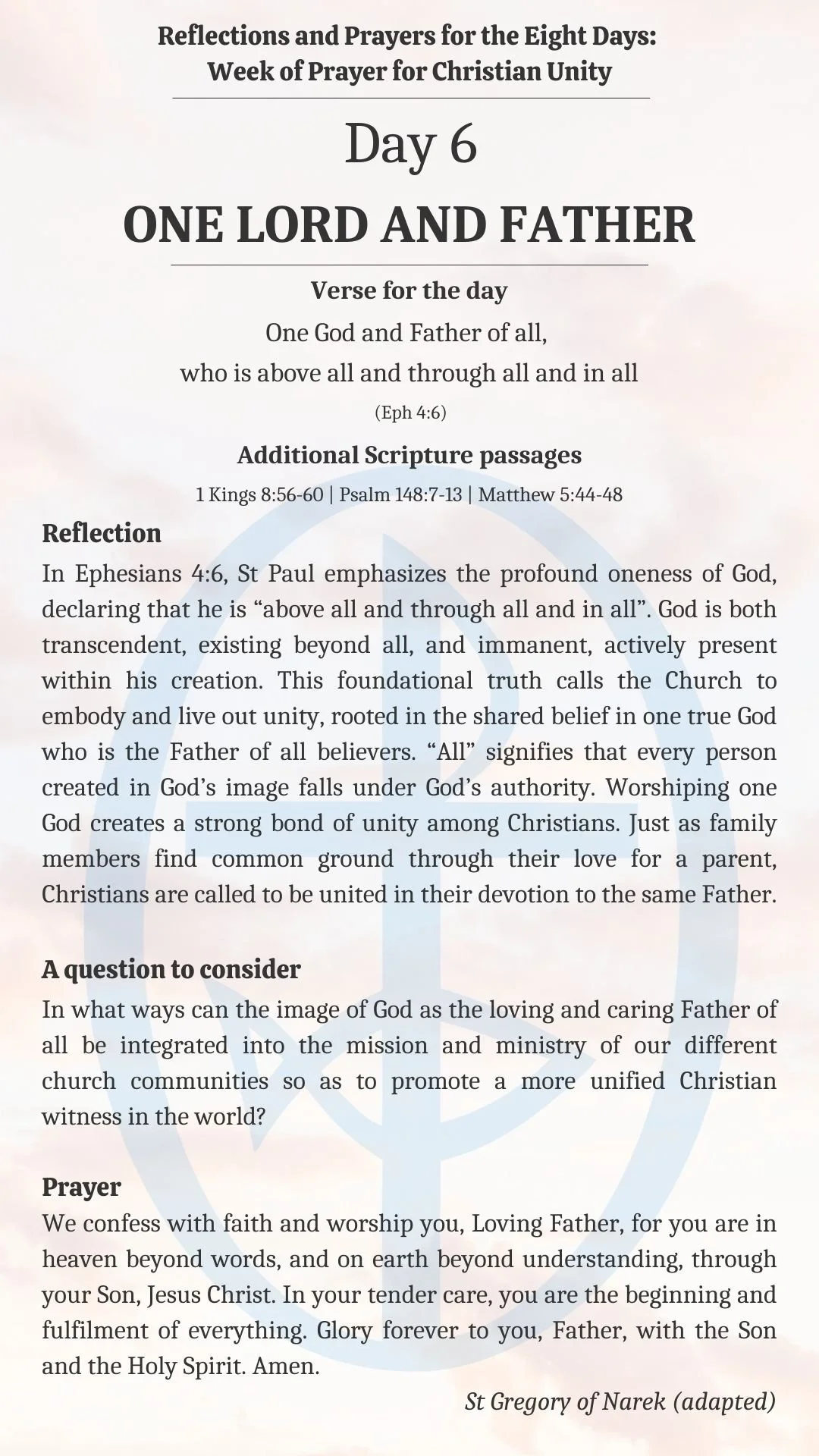 Day Six of the Week of Prayer for Christian Unity 2026