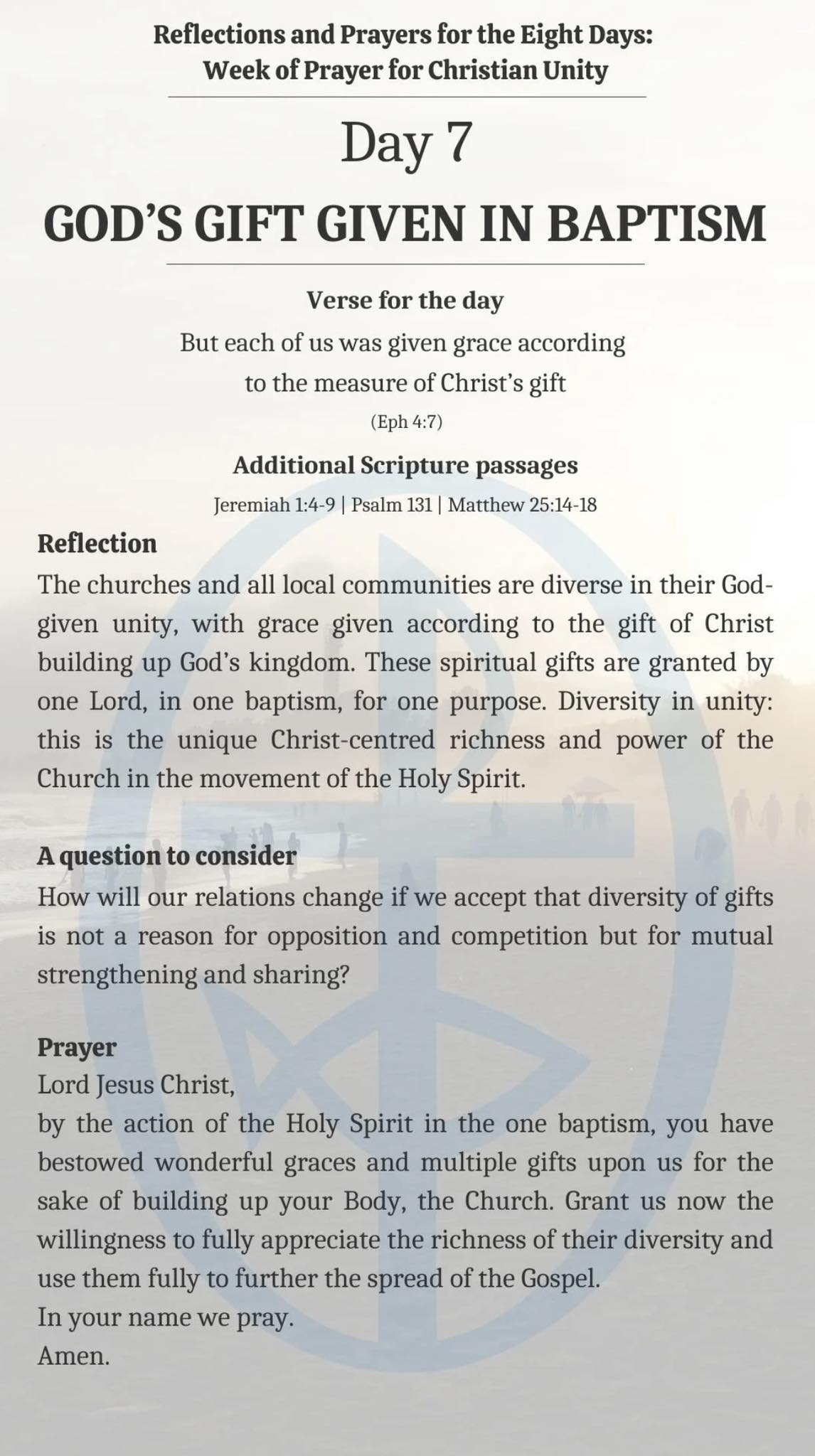Day Seven of the Week of Prayer for Christian Unity 2026