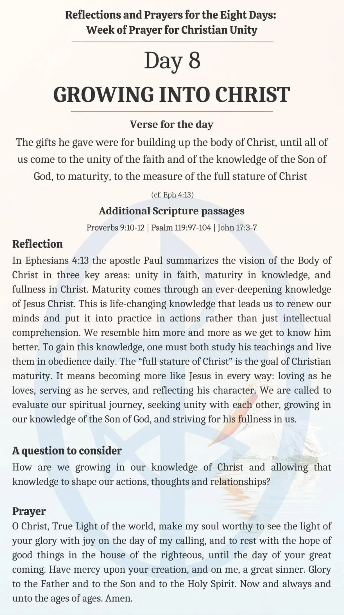 Day Eight of the Week of Prayer for Christian Unity 2026