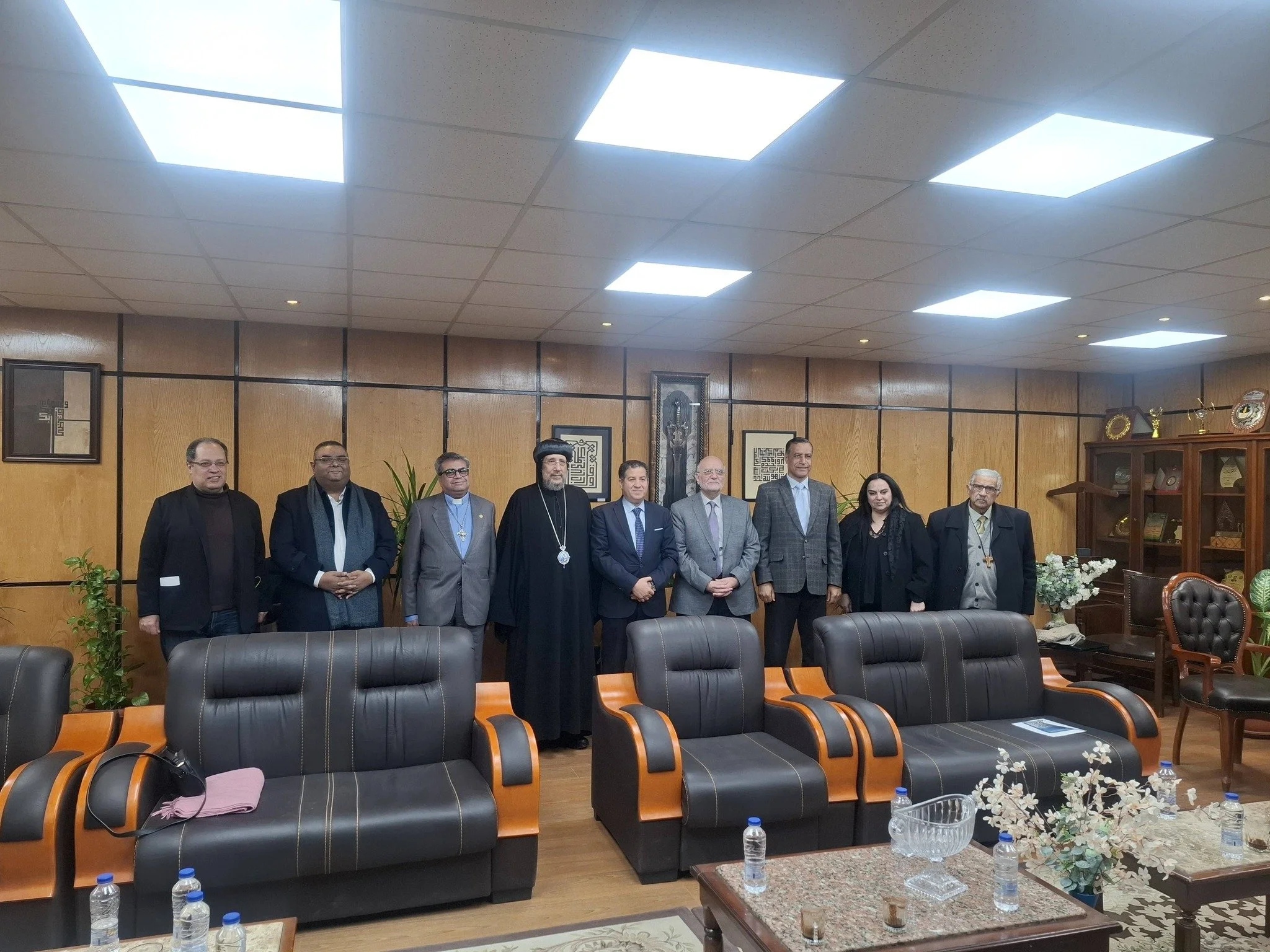 The Vice President of Al-Azhar University and Secretary General of the Egyptian Family House Dr. Mostafa Abdel-Ghani Receives the MECC Secretary General Professor Michel Abs and an MECC Delegation