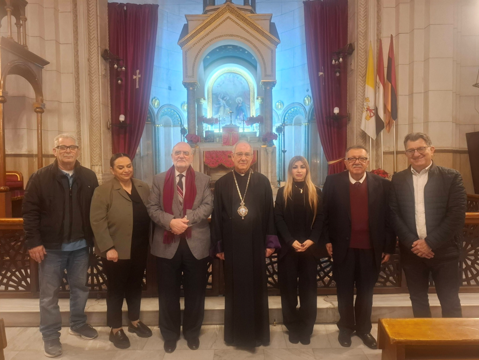 The Armenian Catholic Bishop of Alexandria Bishop Krikor Augustinos Koussa Receives the MECC Secretary General Professor Michel Abs at the Armenian Catholic Patriarchate_ Cairo