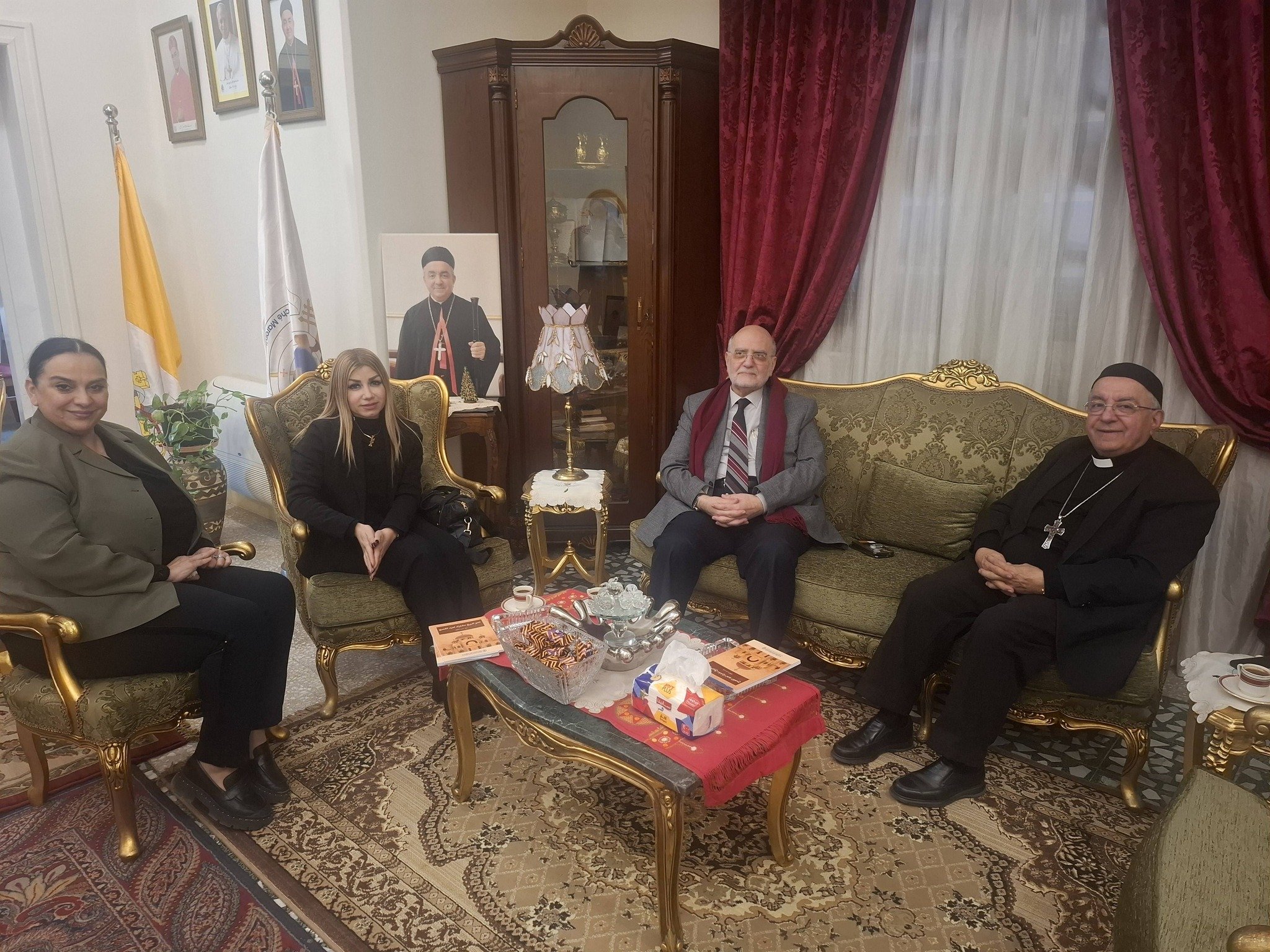 The Maronite Archbishop of Cairo for Egypt and Sudan Archbishop George Chihane Receives the MECC Secretary General Professor Michel Abs at the Maronite Archdiocese_ Cairo