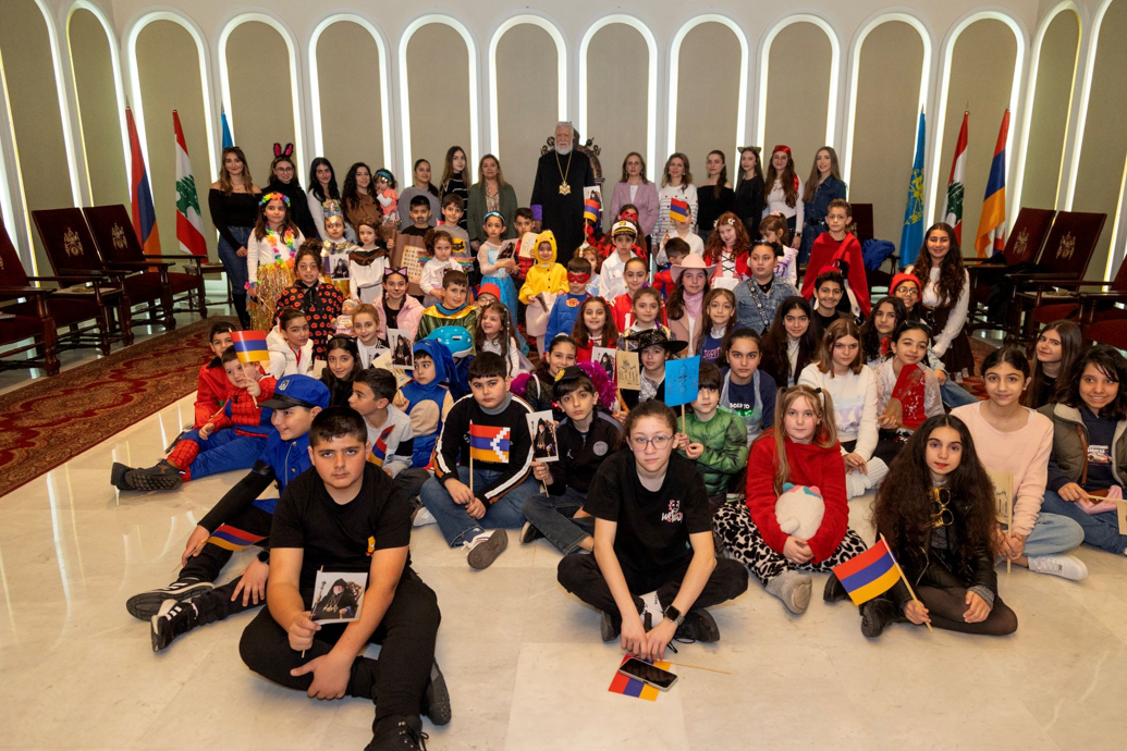 His Holiness Catholicos Aram I Receives Sunday School Students on the Feast of Poun Paregentan