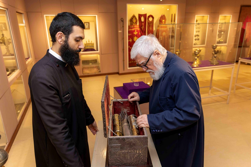 His Holiness Catholicos Aram I Brings Forth Relics from the Cilicia Museum for Pilgrimage Day