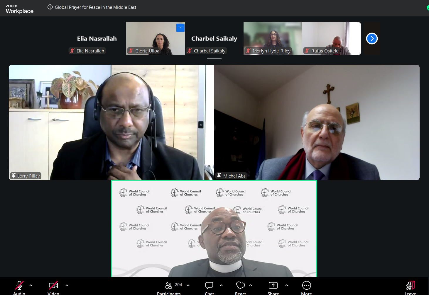 WCC and MECC in a Global Online Prayer for Peace in the Region