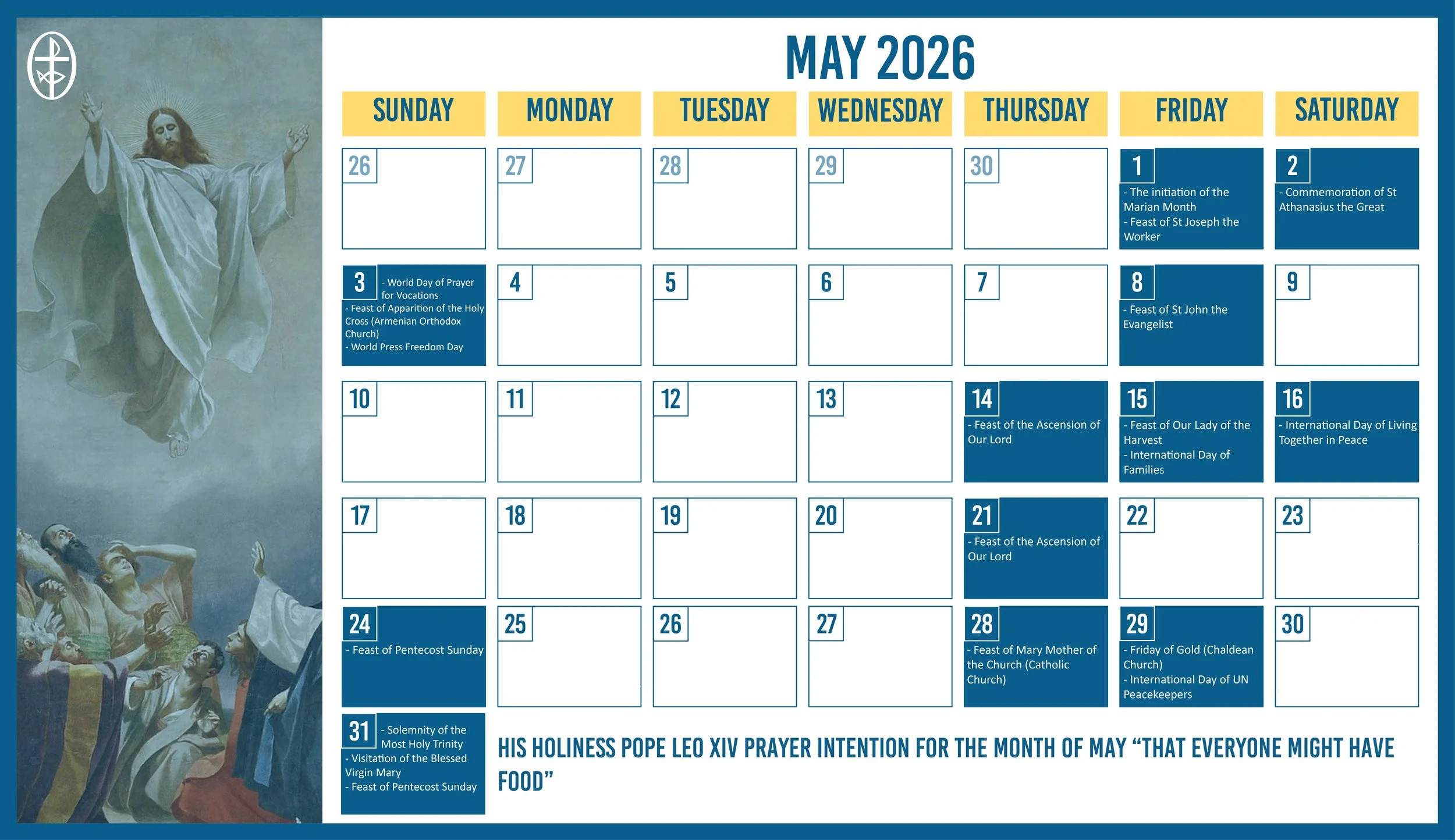 The Middle East Council of Churches Issues the Ecumenical Calendar for May 2026