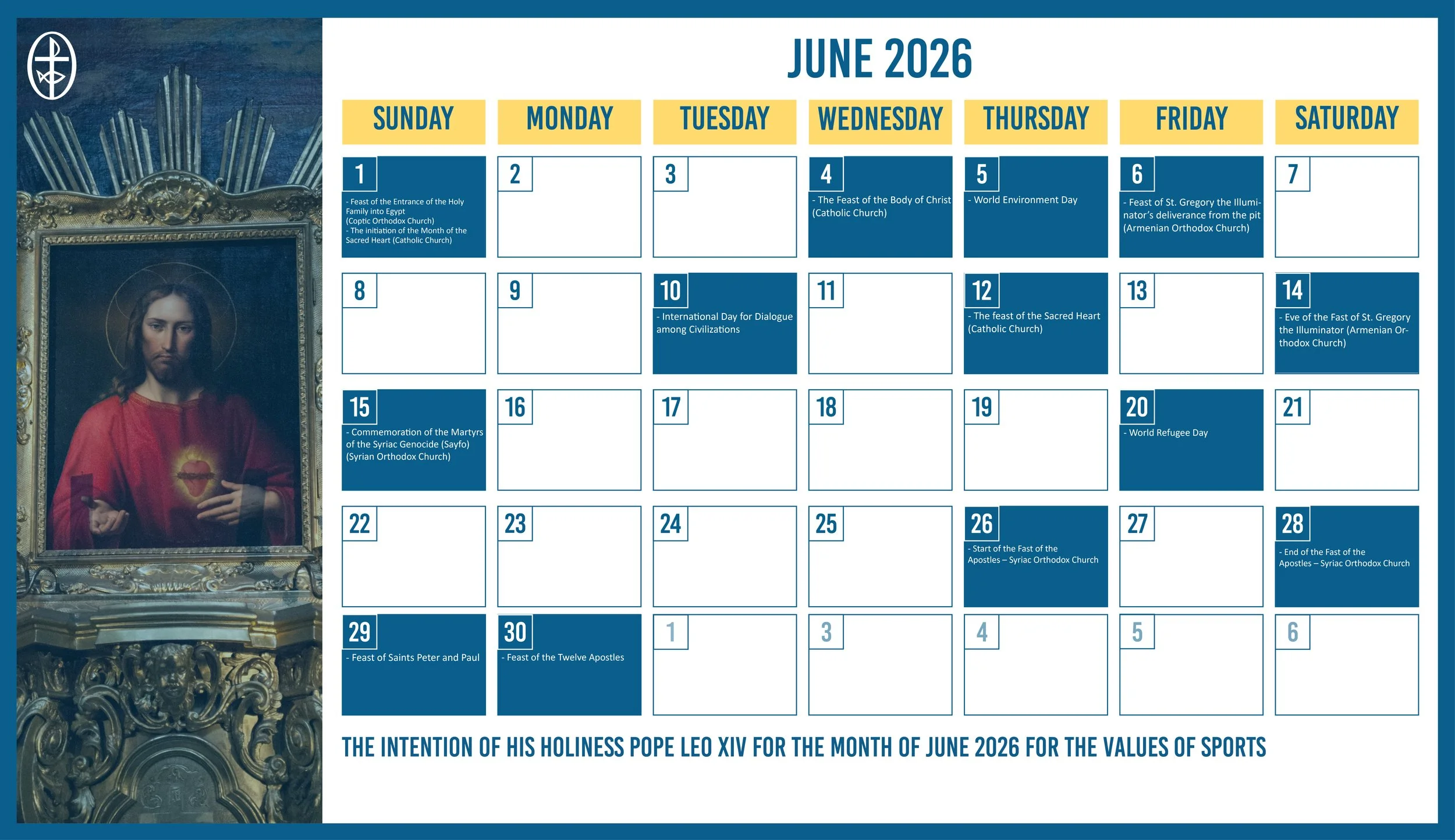 The Middle East Council of Churches Issues the Ecumenical Calendar for June 2026