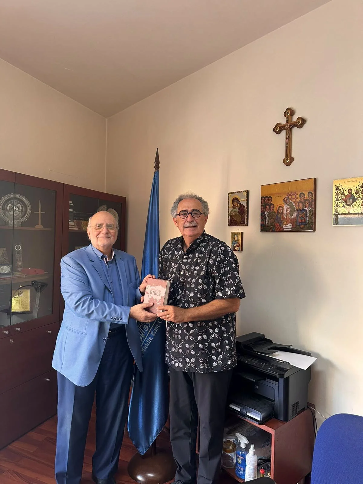The MECC Secretary General Professor Michel Abs Receives the General Secretary of the Bible Society in the Gulf Dr. Hrayr Jebejian