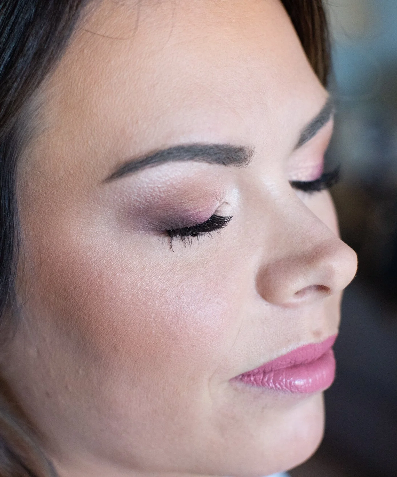 Closeup image of elegant, classy makeup done for a bride in Florida