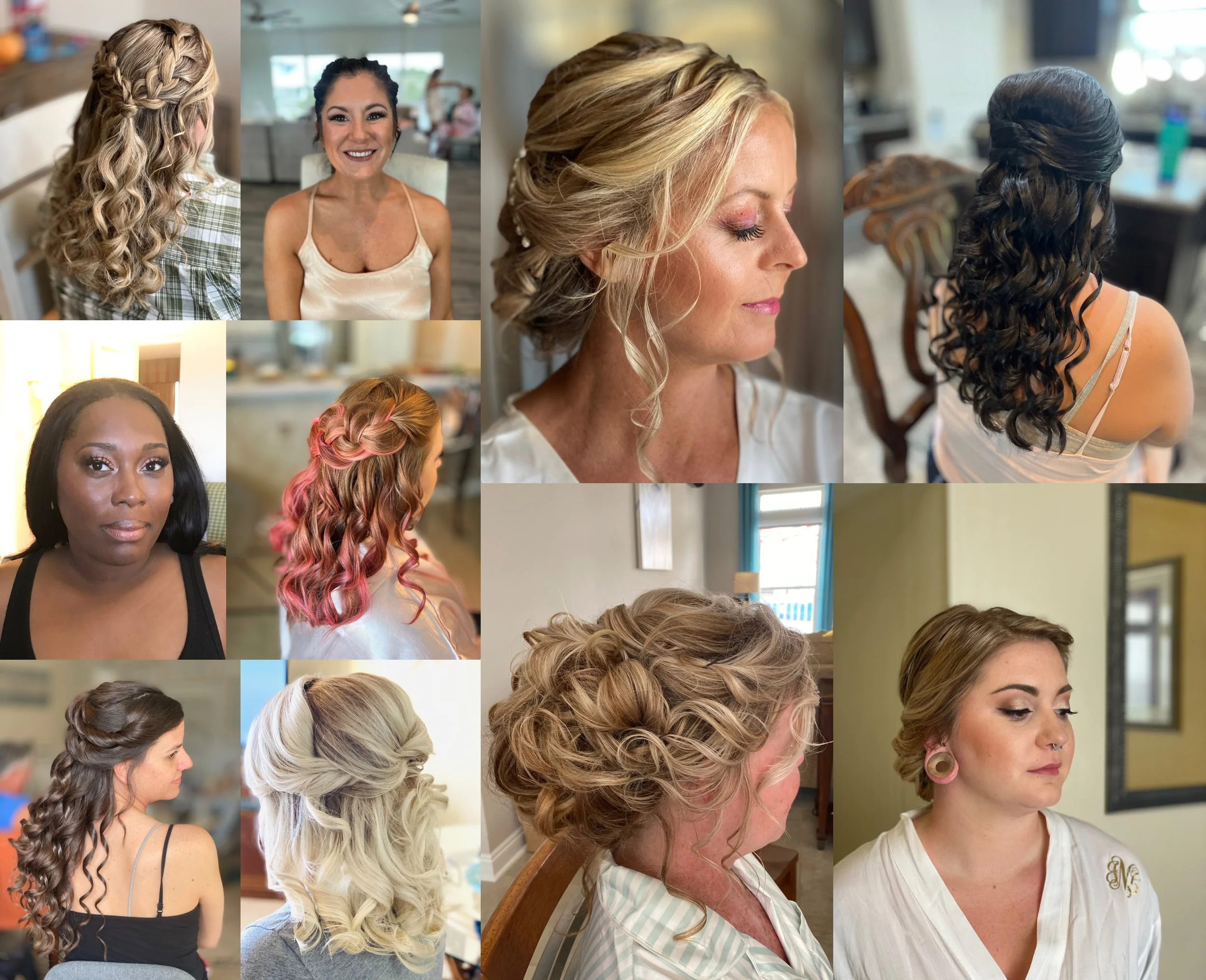 Several women with hair styled and makeup done for special event