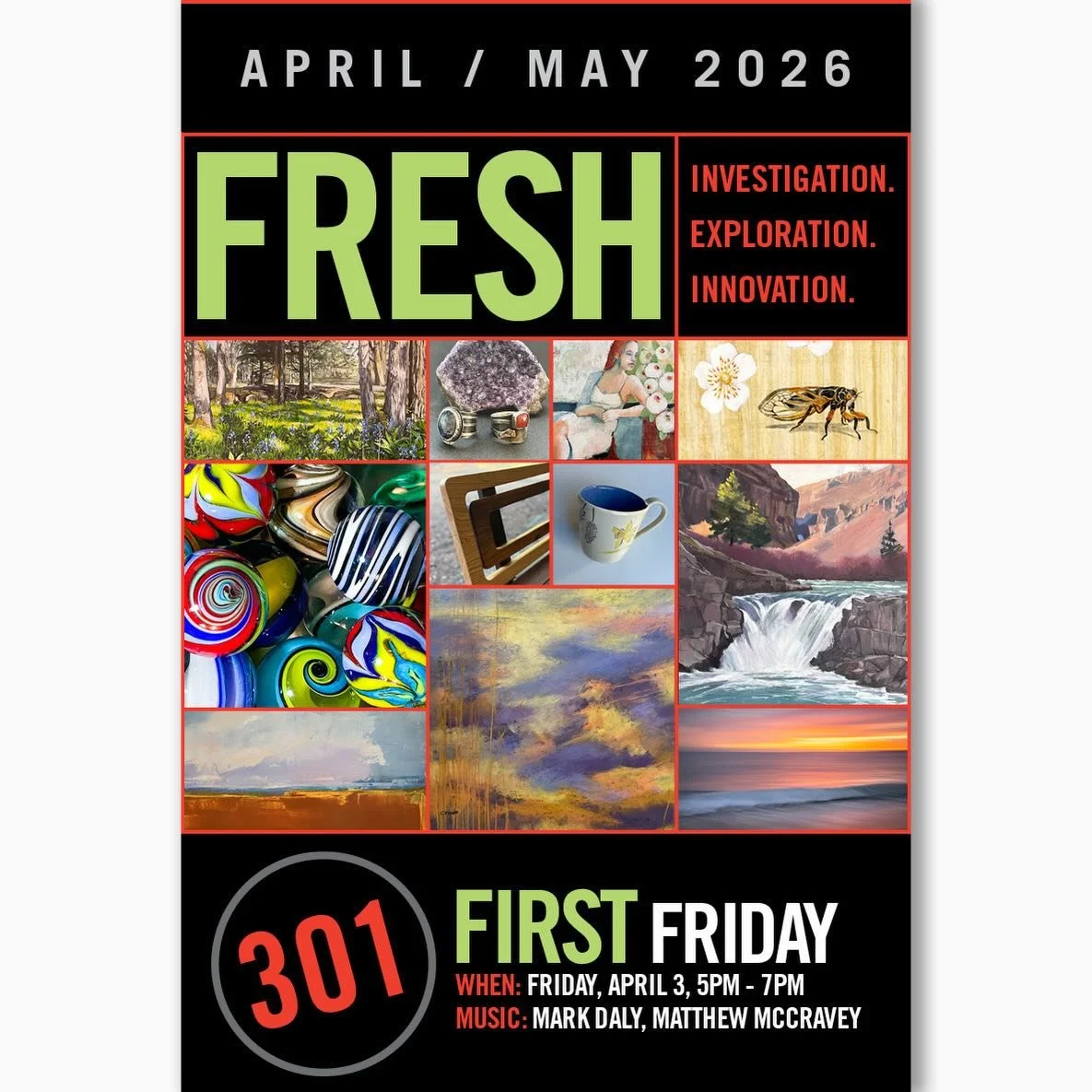 Come get it while it&rsquo;s FRESH! 
Over 50 New works in the gallery today! : New work from our 301 Gallery Artists - : And welcoming our newest Member Artist, Liz Dexter!  All of our artists pour heart and soul into every piece of artwork, you can 