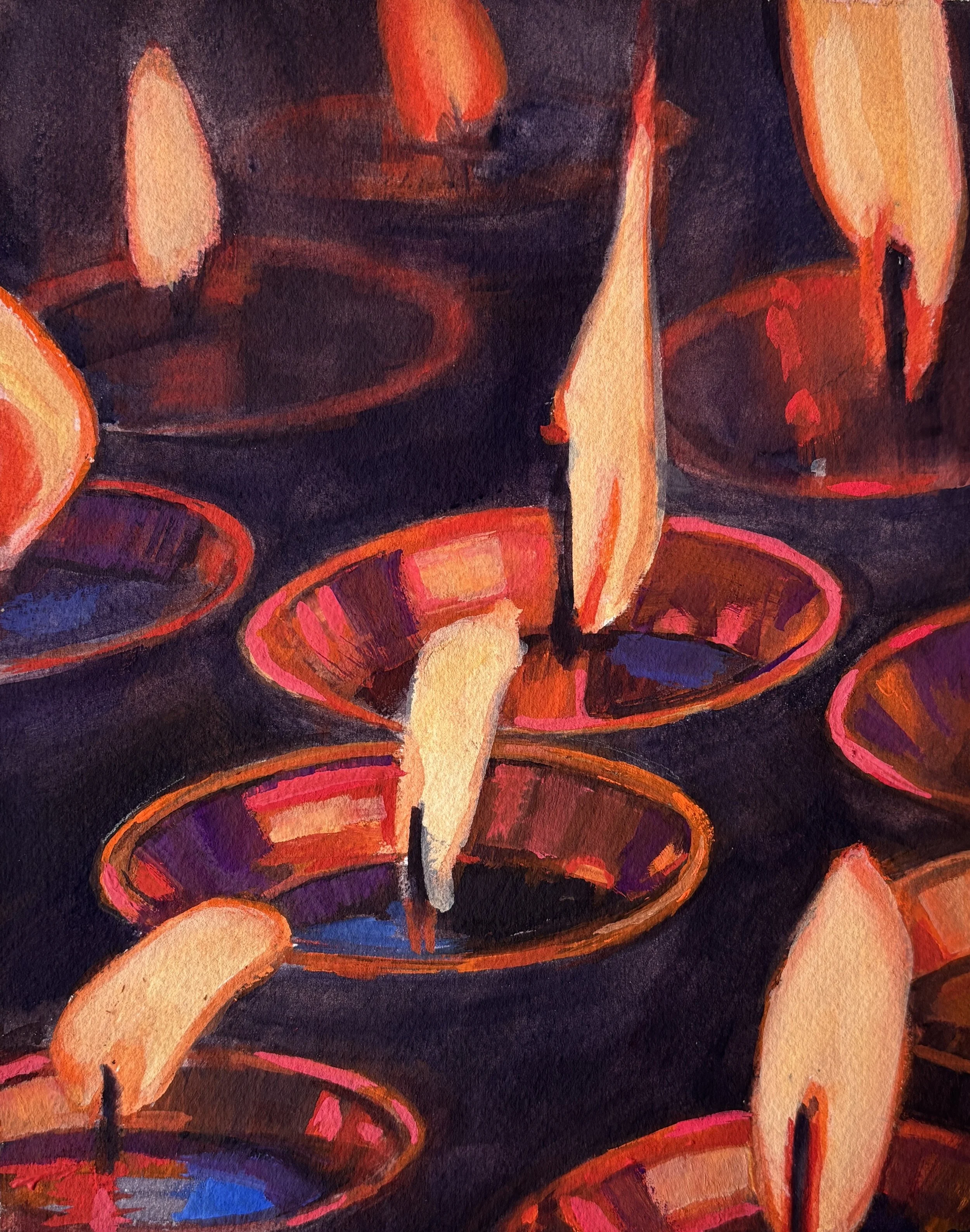 "Butter Lamps"
Ignorance and lack of wisdom is considered the root of all our problems in Buddhism.  The offering of lighting a butter lamp is the offering of wisdom and knowledge to eradicate ignorance or darkness in the world.

