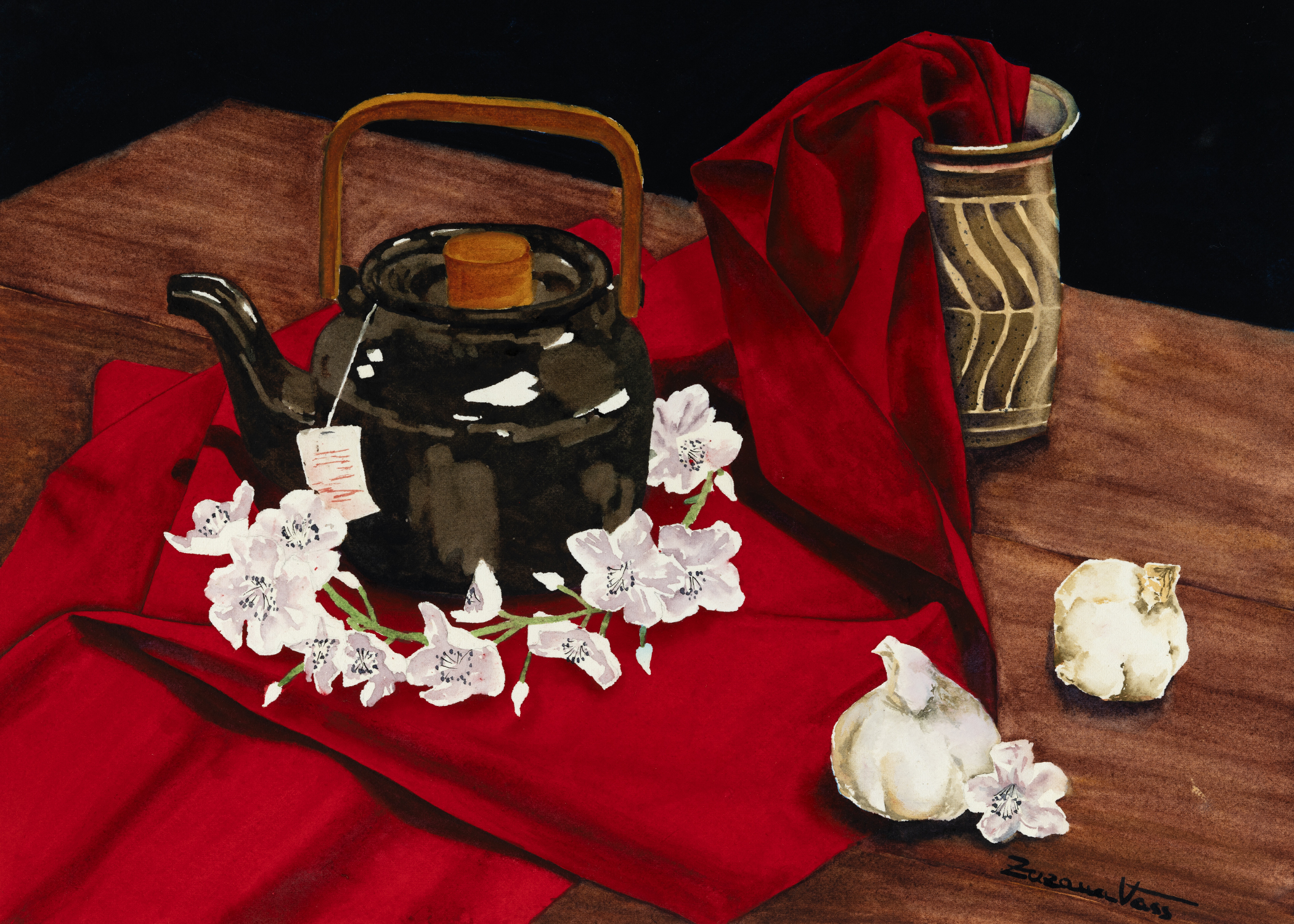 Still life with red fabric