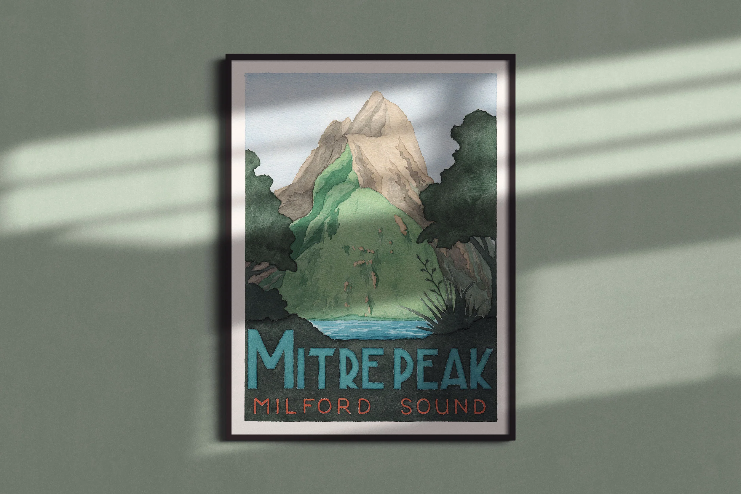 Mitre Peak, Milford Sound | Kiwiana Art | 12 x 9in print