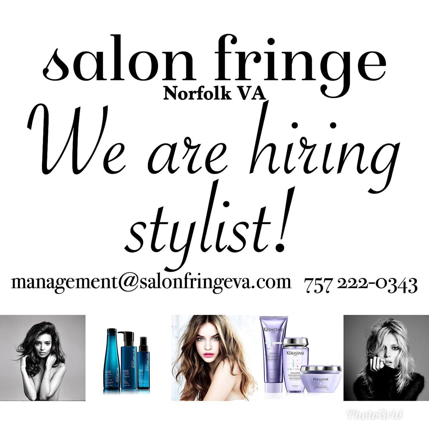 We&rsquo;re hiring! Salon Fringe is looking for talented stylists to join our salon family! Please call 757-222-0343 or email us with your resume to inquire. 💛
.
.
#norfolkva #norfolkvalocal #ghentnorfolk #ghentnfk #ghentnorfolkva #757salon #kerasta