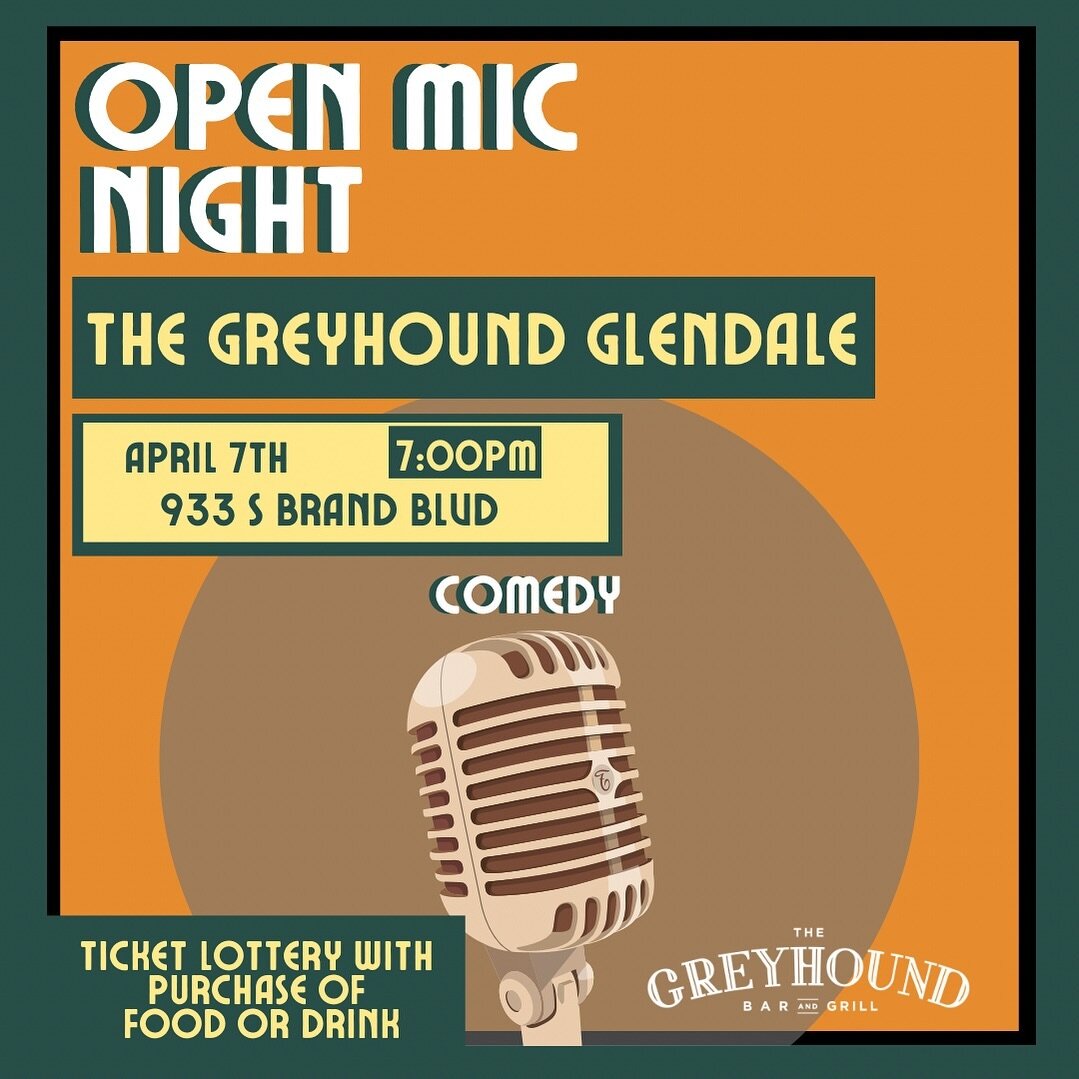 OPEN MIC NIGHT AT THE GREYHOUND GLENDALE 

Hosted by @guaca.molly @thegreyhoundmic 

Sunday, April 7th at 7pm

Oysters, wings, drinks, and a show you won&rsquo;t forget!! Bring a friend (or ten). 🎙️ 🍸 

:
:
:
:
#laopenmic #openmicla #lacomedy #laco
