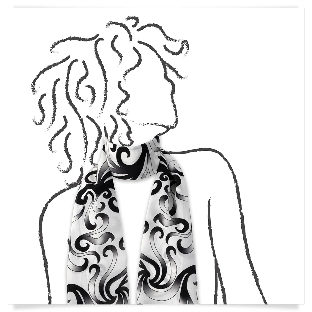 White Ombré Swirl Scarf