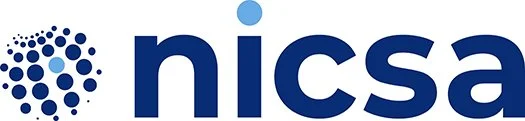 NICSA logo with stylized blue dots forming a circular pattern beside the text