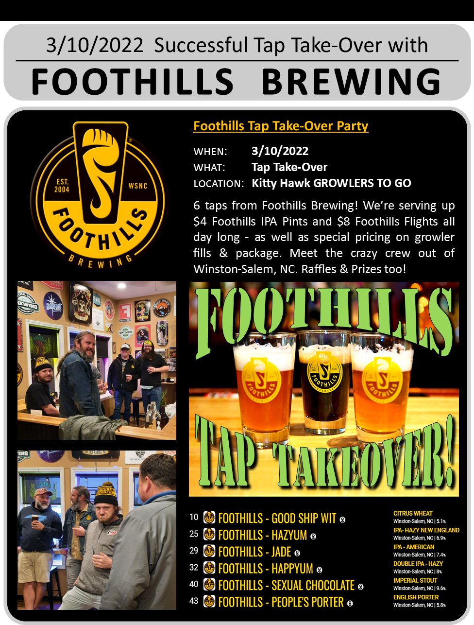 EVENTS & SPECIALS — Growlers To Go Craft Beer