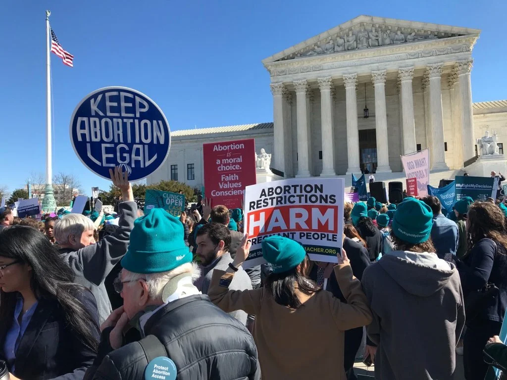Protesters at the Supreme Court in March 2020, when the justices were hearing arguments in June Medical Services LLC v. Russo. Photo by Robin Bravender | Arizona Mirror