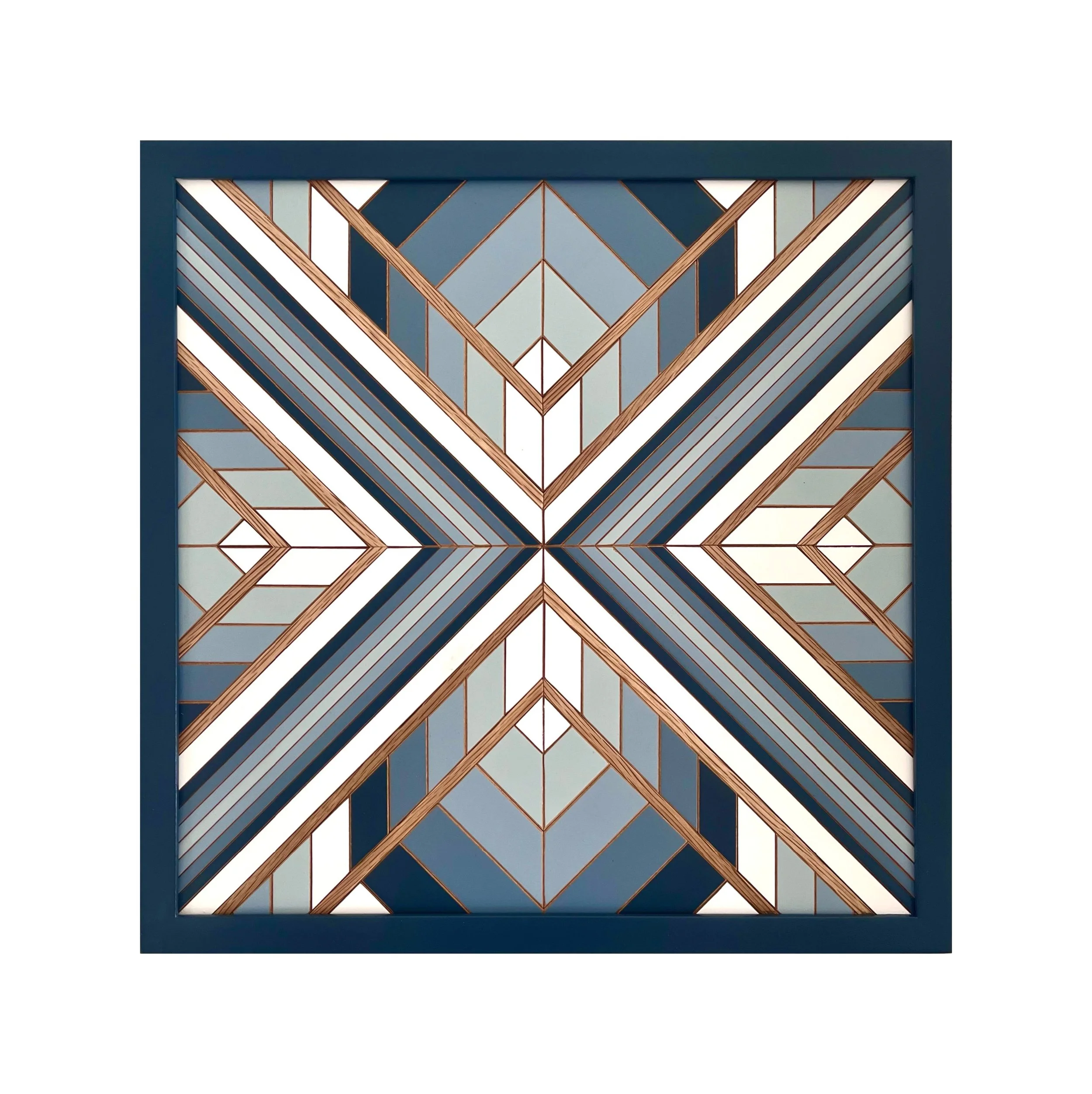 Square Wood Mosaic - Blues with Navy frame
