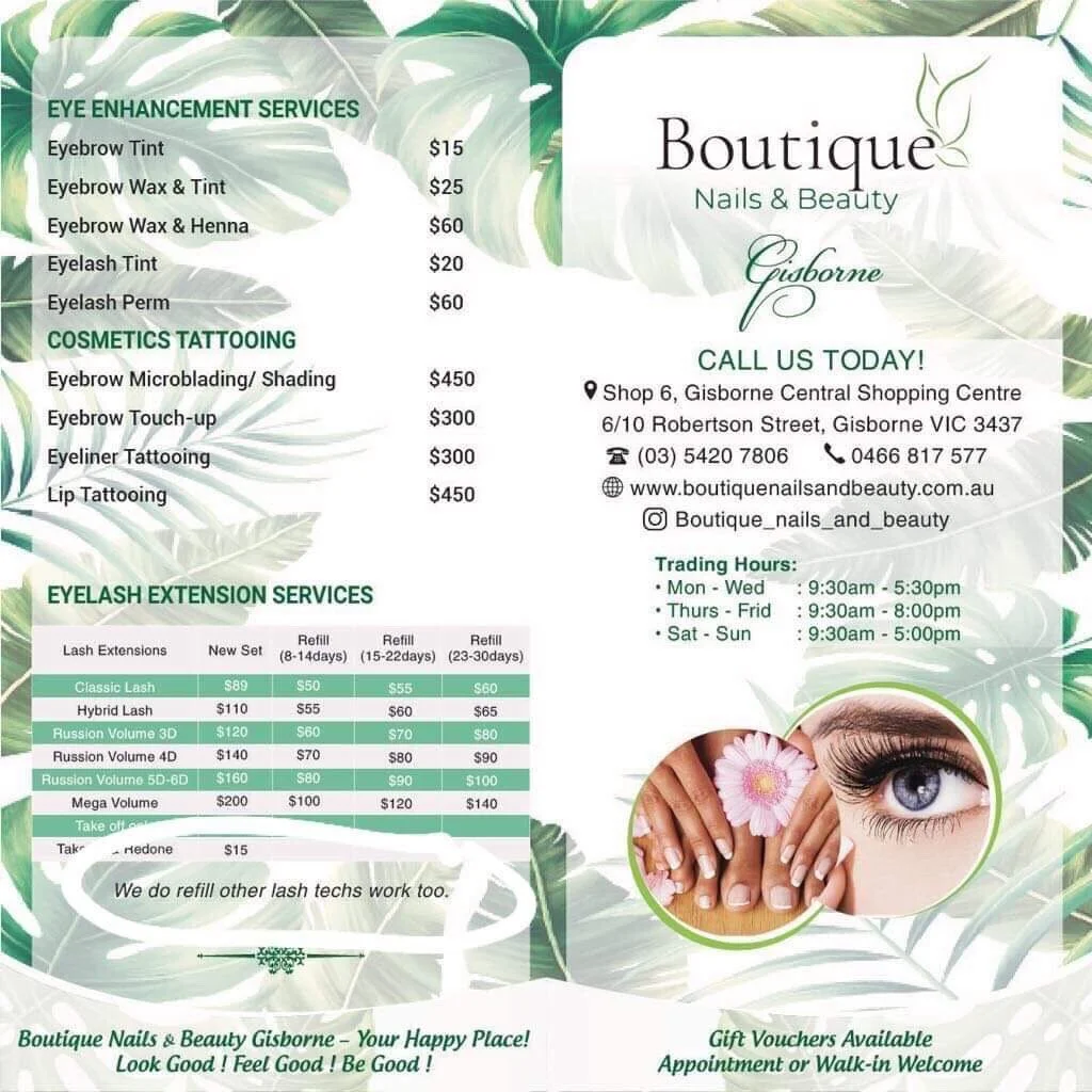 Price Boutique Nail Beauty Gisborne