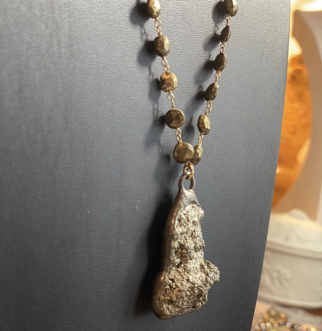 Pyrite Necklace w/ Pyrite Nugget Pendant
