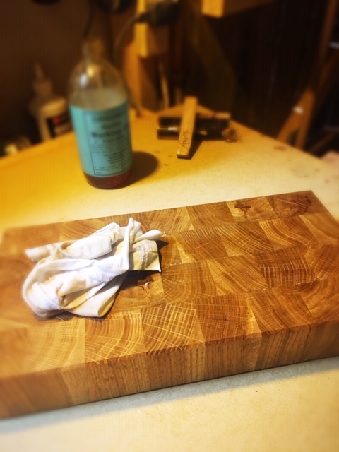 A custom made end grain chopping board. Handmade for a gentleman, who is small on space but big on style.