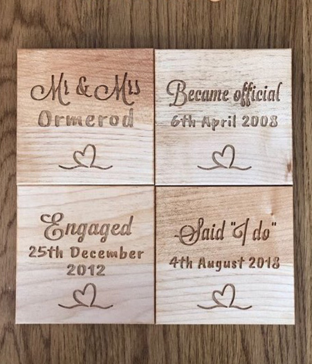 These bespoke coasters were created with a 4 day turnaround, for a busy mum who wanted to get her husband a traditional and unique gift for their 1st anniversary. Made from solid beech, these beautiful coasters used to be part of an abandoned old school hall floor. Just look at them now!  These have proven to be so popular, we have listed them to purchase in our store. You can find them to order  here .