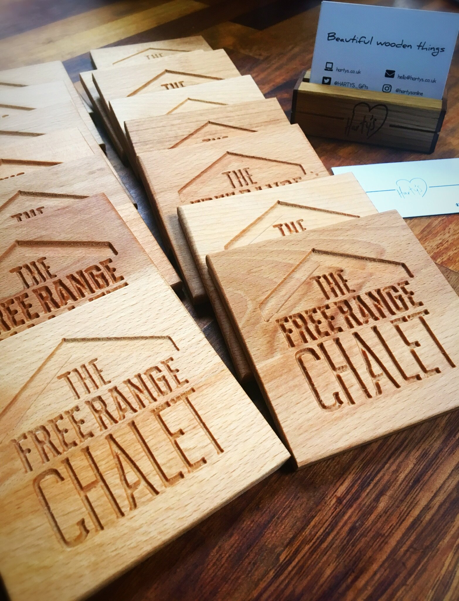 We couldn’t be more thrilled than to have been asked to make these beautiful solid beech coasters for the wonderful Geoff and Victoria at The Free Range Chalet in the stunning backdrop of the French Pyrenees. They will feature in their lounge for their guests to enjoy with their hot chocolates after a day of adventure on the slopes.  Find out all about their fabulous boutique guesthouse  here .