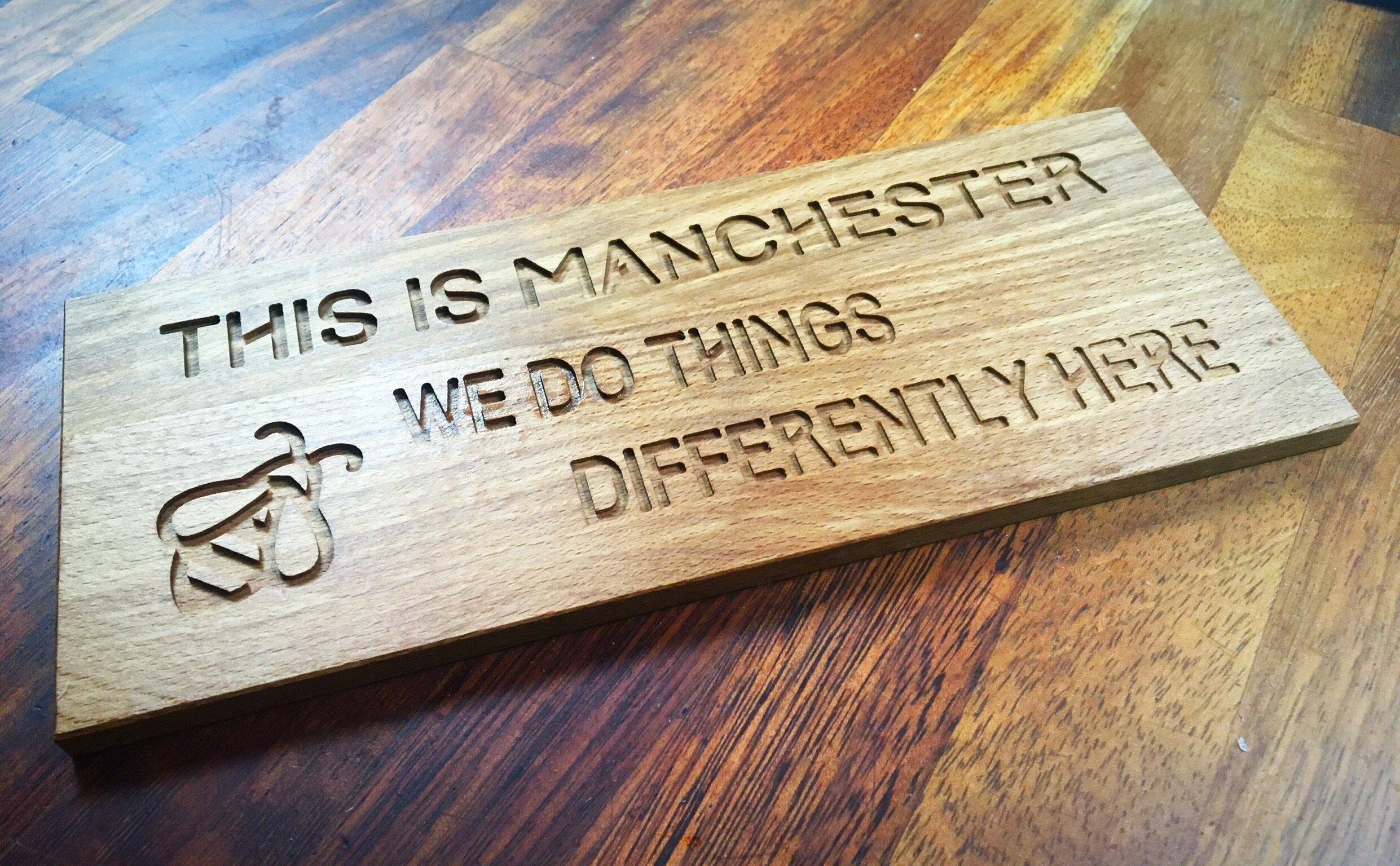 We ❤️ Manchester! - We are Manchester born and bred at Harty’s and are proud of our wonderful city.We have a whole product range dedicated to Manchester and you can browse our products here. Perfect, unique wood gifts for family and friends.Our Manchester Coasters, Keyrings and Pin Badges have found new homes in Vietnam, Singapore, Thailand, Philadelphia and Australia to name but a few!