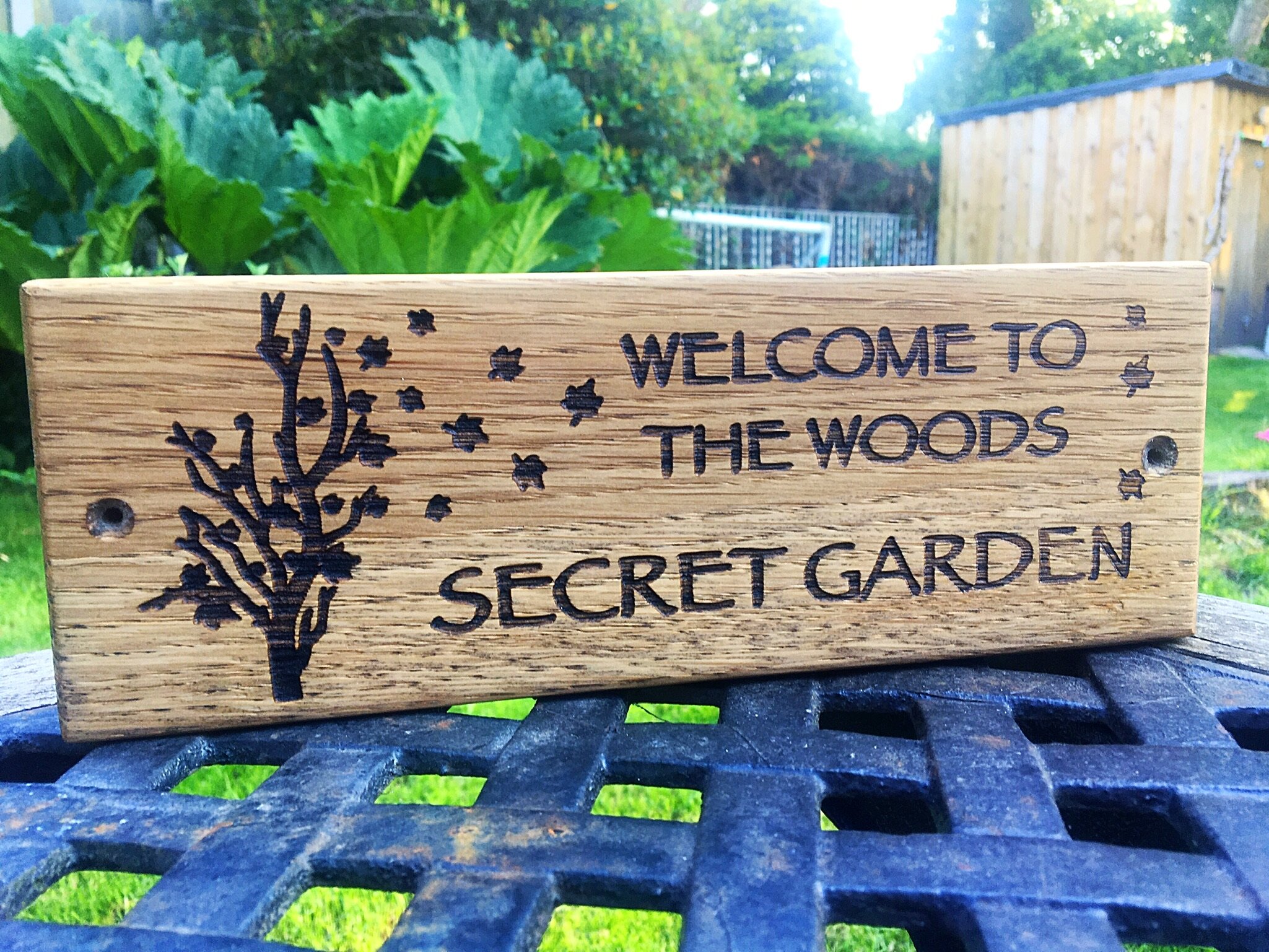 We were honoured to make this sign for the new garden gate belonging to our neighbours. Made from solid oak it has been treated for outdoor use and will become more beautiful as time goes by.