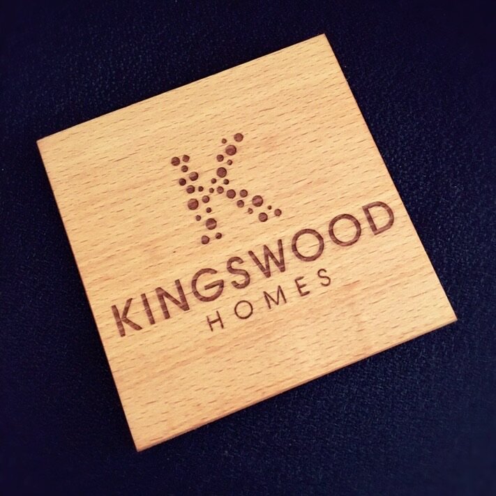 It is wonderful to work with Kingswood Homes and The Lancashire Gift Company to create these branded solid beech coasters to go inside hampers for new home owners.