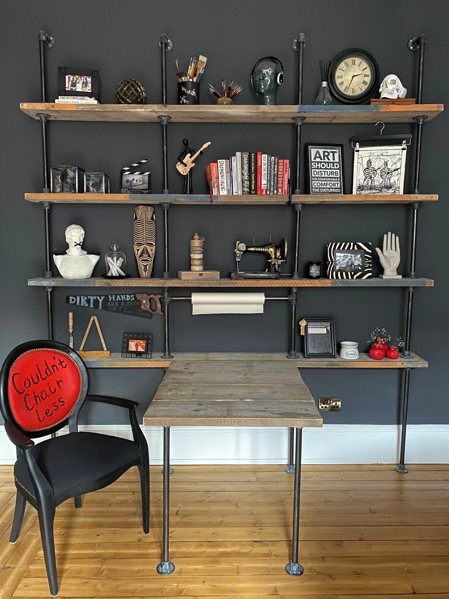How To Create A Bookshelf With Reclaimed Scaffolding Boards And Pipe Upcycgirl