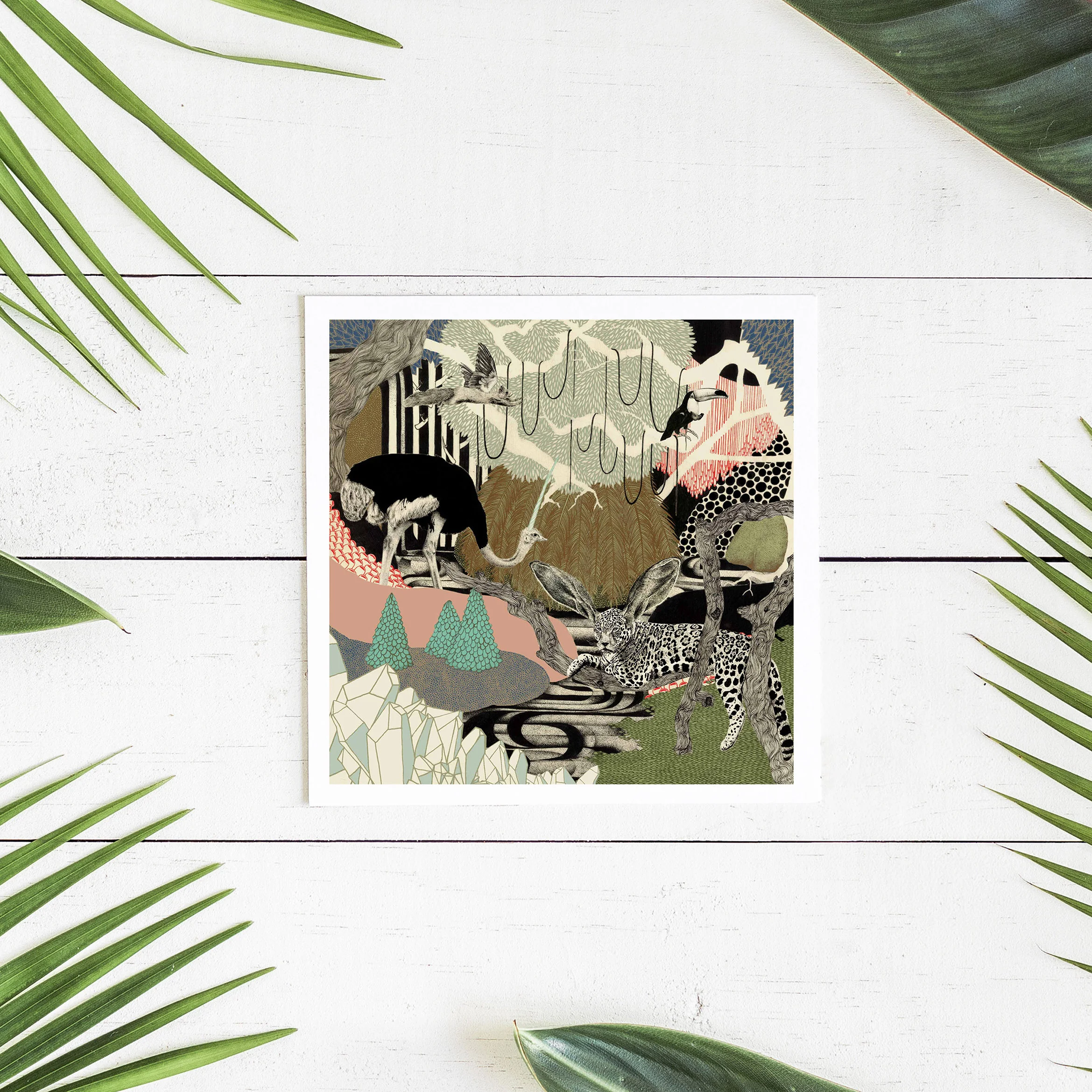 leopard ostrich wall art print for the home interior