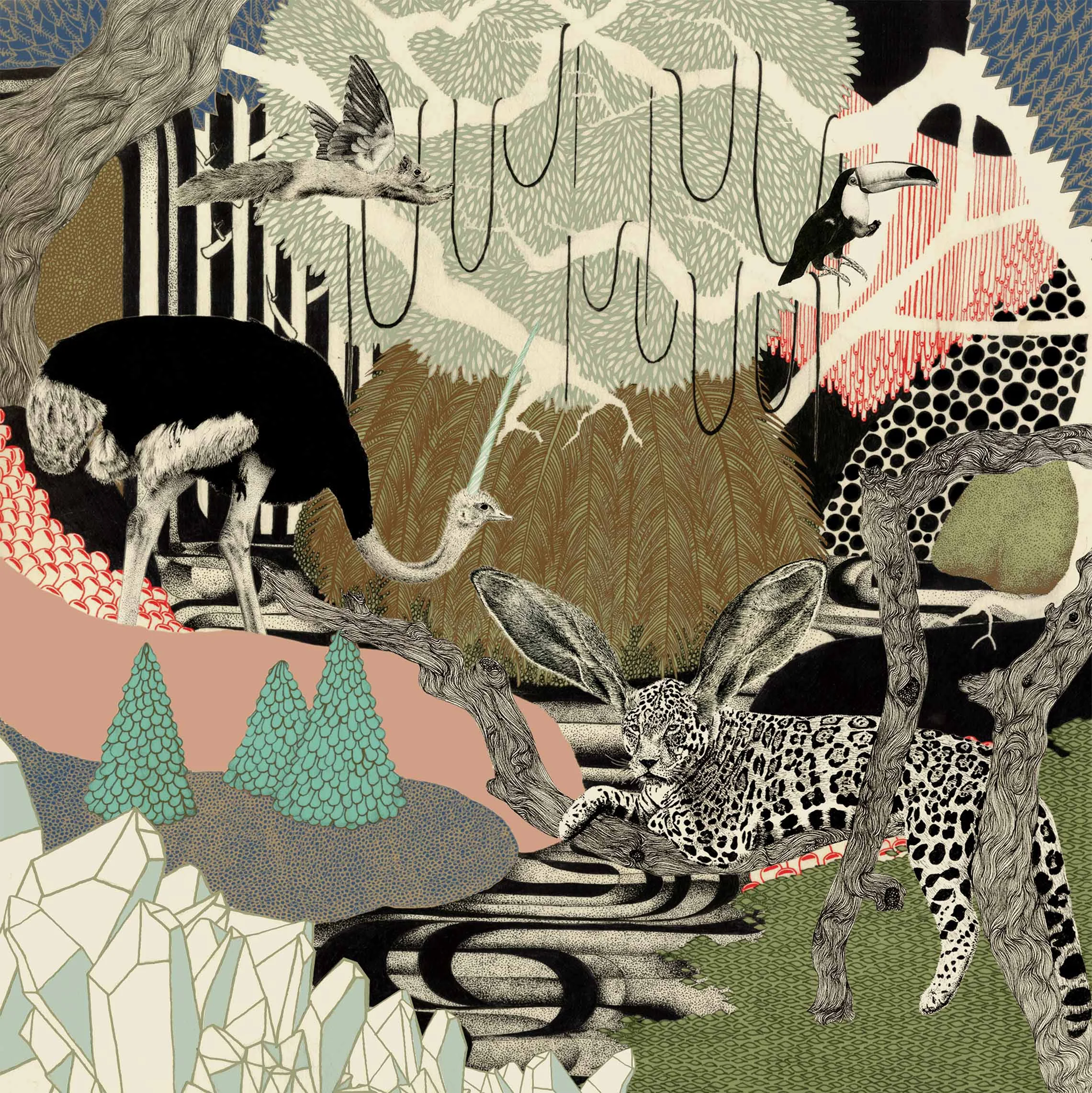 leopard ostrich wall art print for the home interior