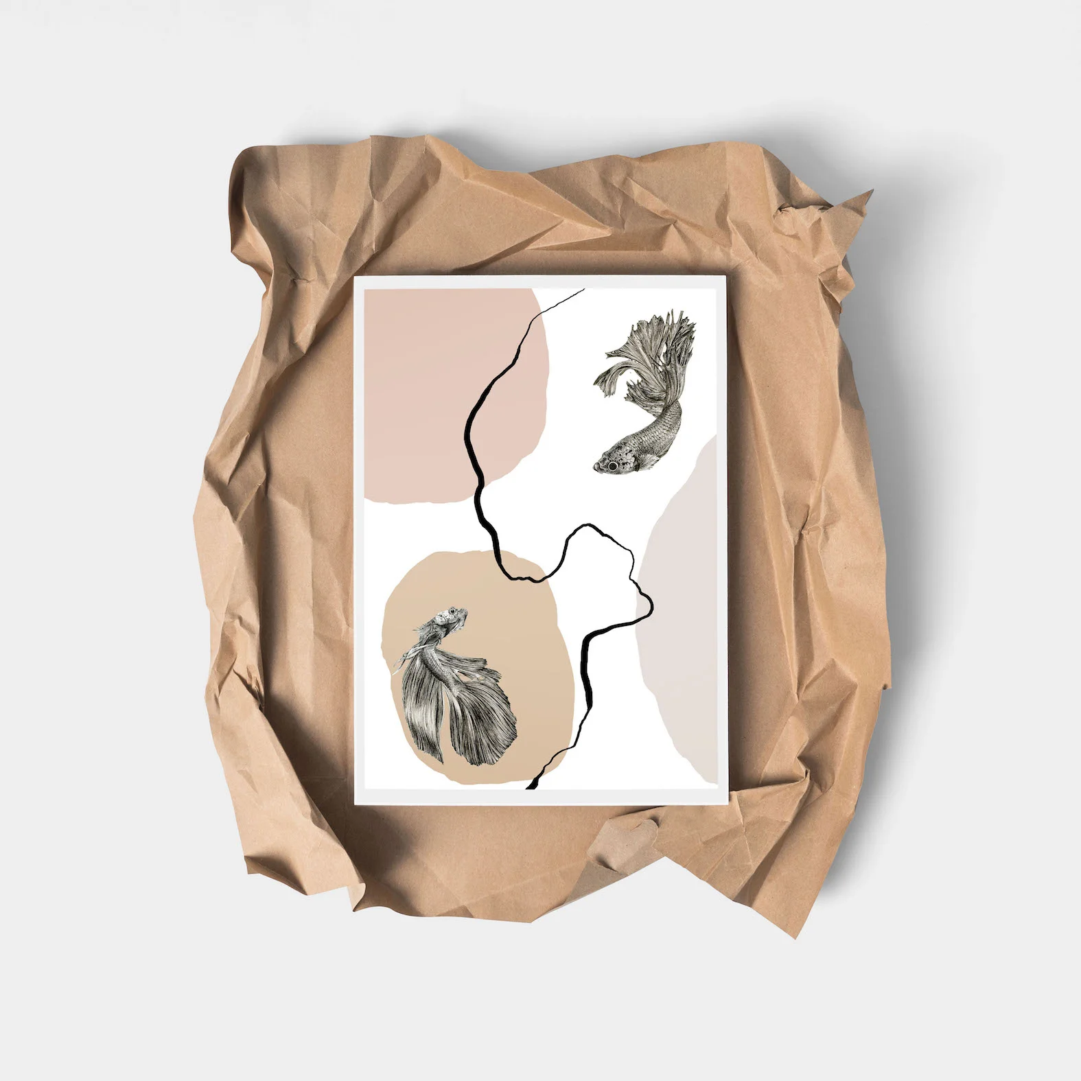 pastel abstract minimal art print angel fish