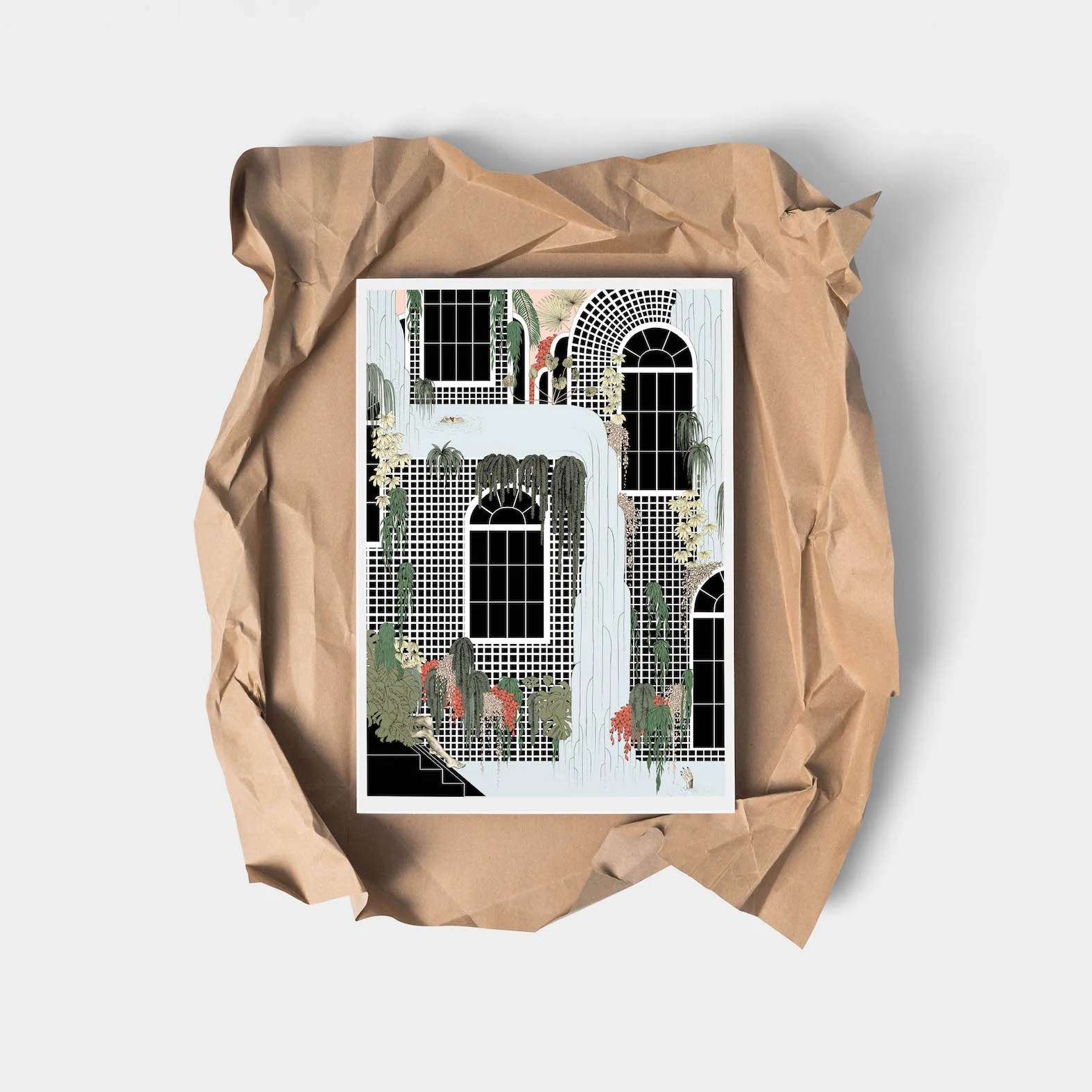 dreamlike botanical gardens illustration fine art print unique high end interior design