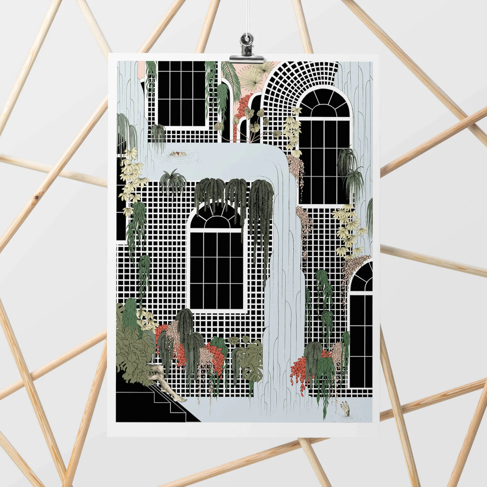 dreamlike botanical gardens illustration fine art print unique high end interior design