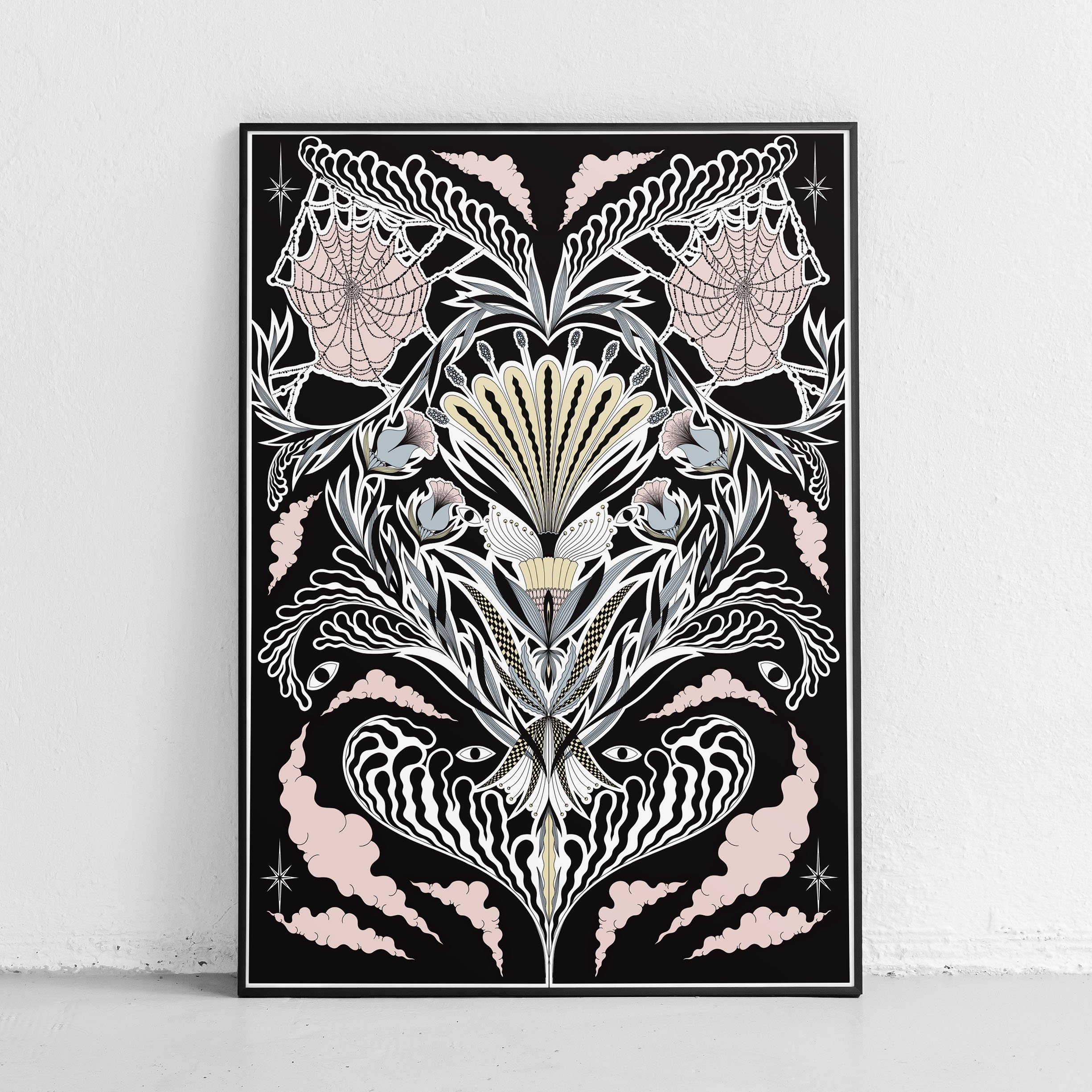 Folk art pink blue black frame new copy.jpg