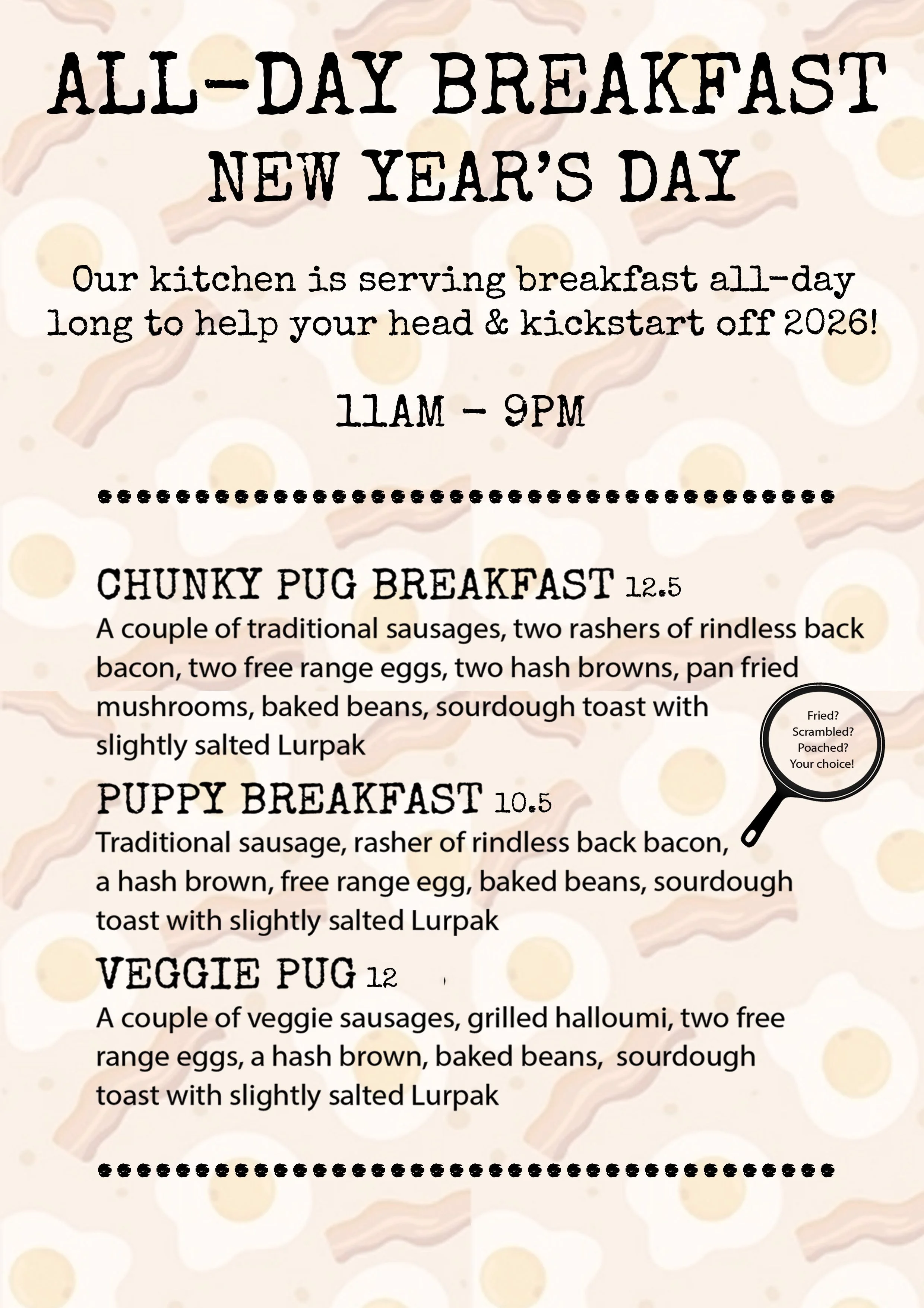 All-day breakfast - New Year's Day 