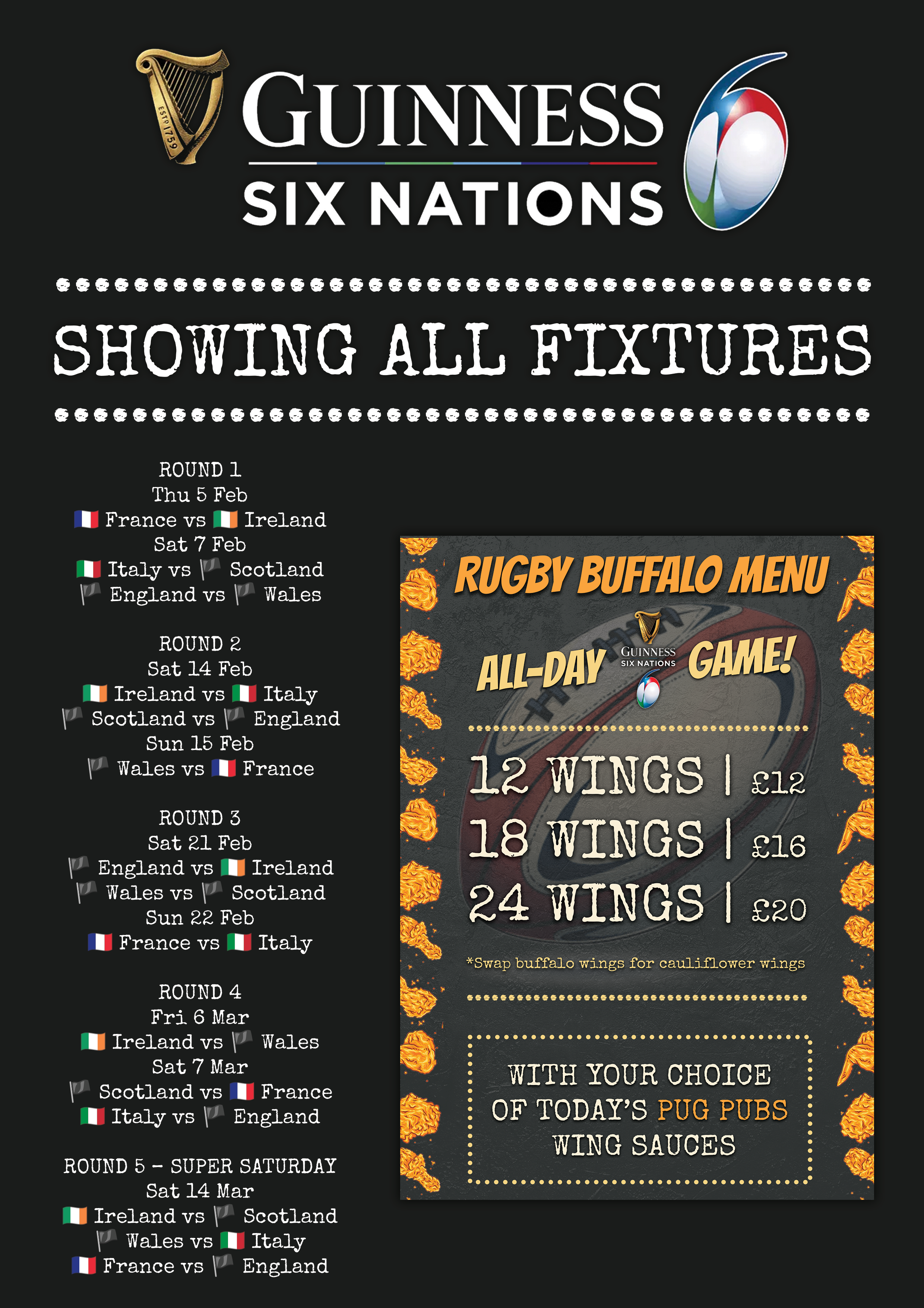 Six Nations Rugby - Buffalo Wings 