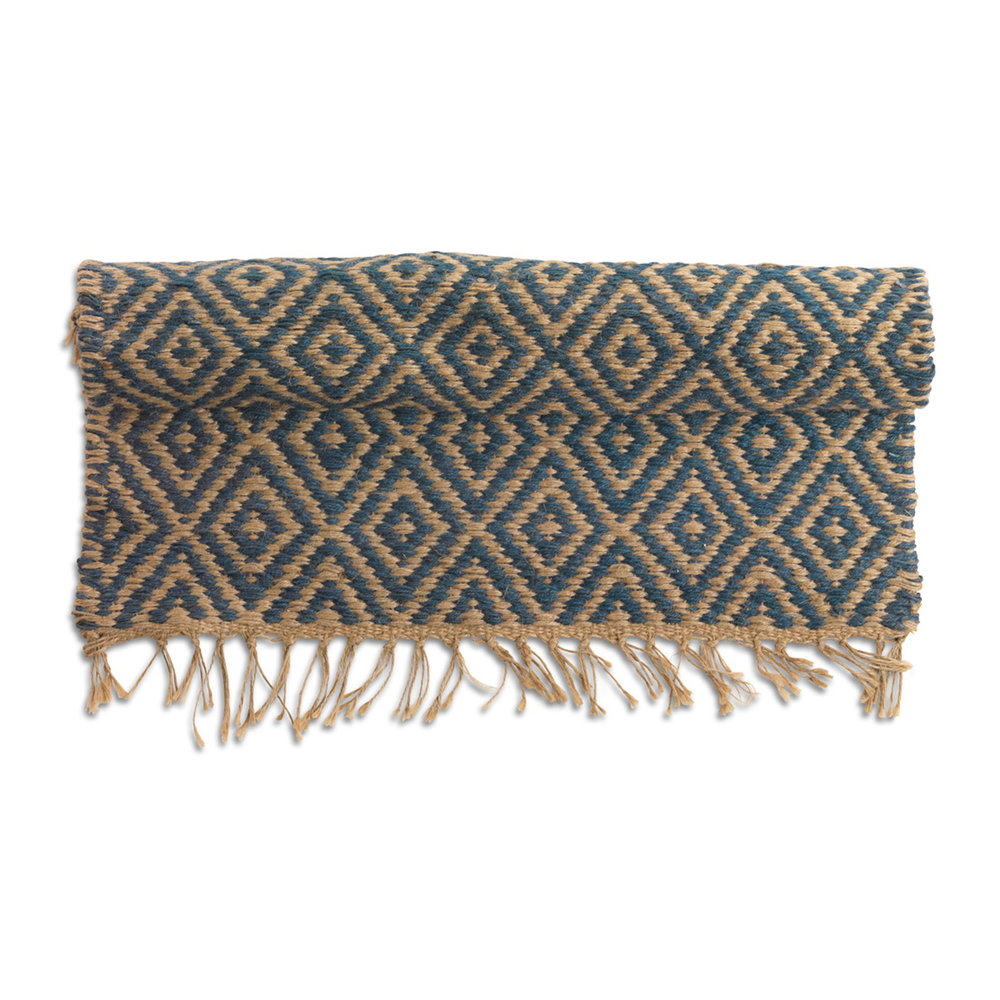 Hand-woven Jute Runner // Blue