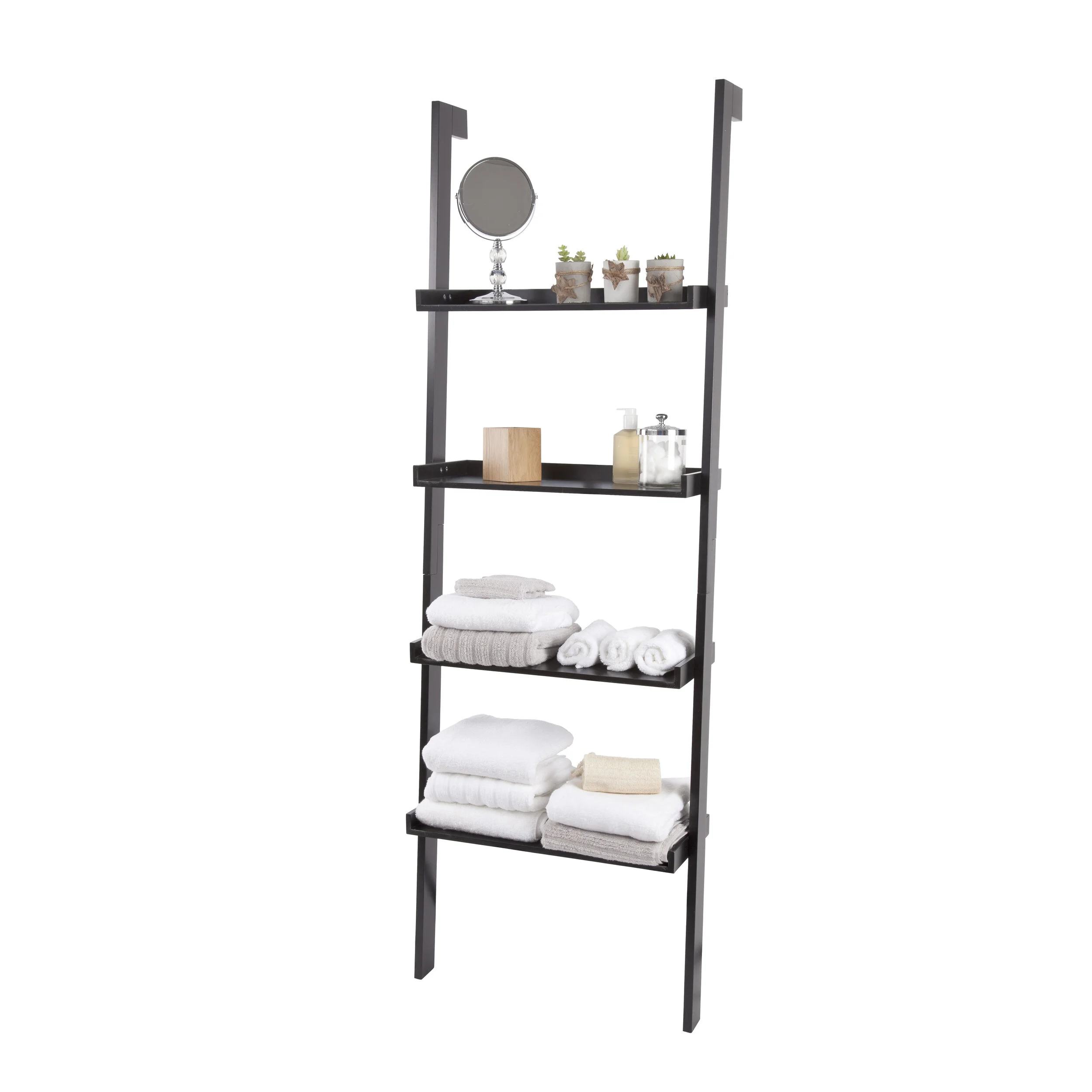 Oxford Wide Leaning Ladder Bookshelf // Black — Interior White